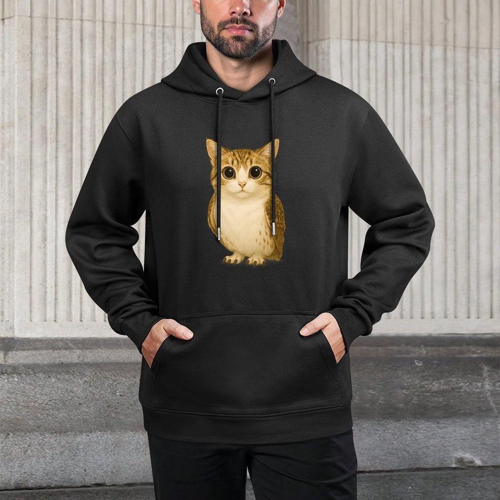 Funny Internet Trendy Meme Cursed Cat Owl Hybrid Premium Shape Retention Hoodie