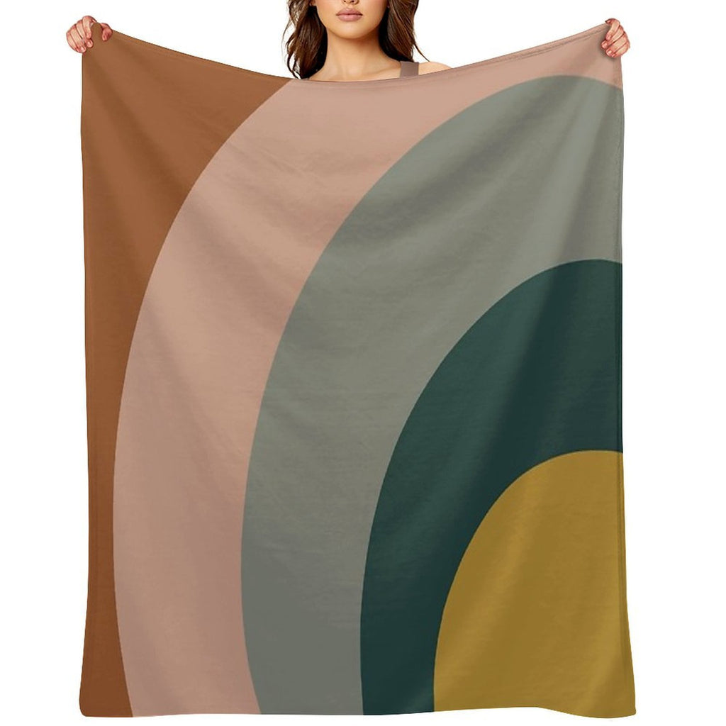 Sound Waves Minimalist Pattern in Mustard Yellow, Teal, Grey, Blush Pink, And Rust Eco-conscious Throw Blanket