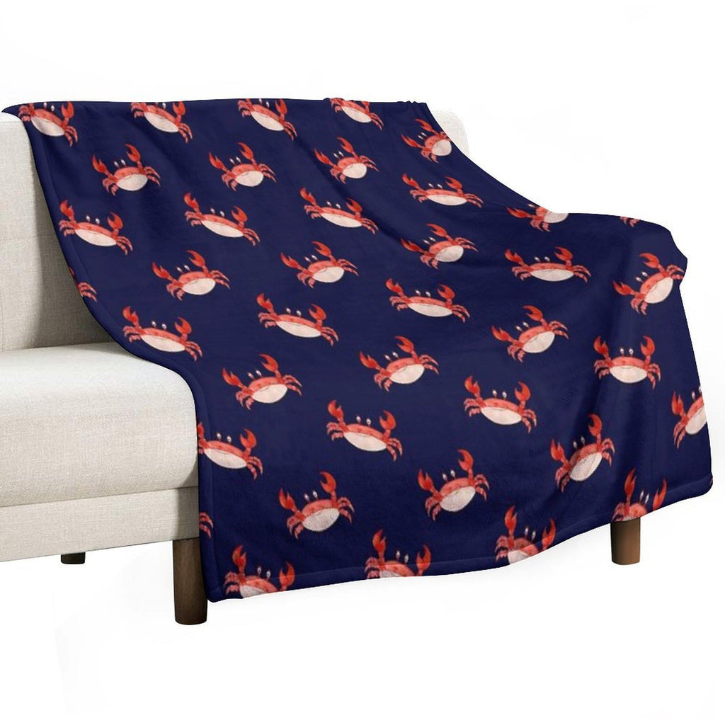 Crab Happy Crabby Seaside Crustaceans, Fun Red Animal Sea Ocean Lobster Quick-dry Throw Blanket