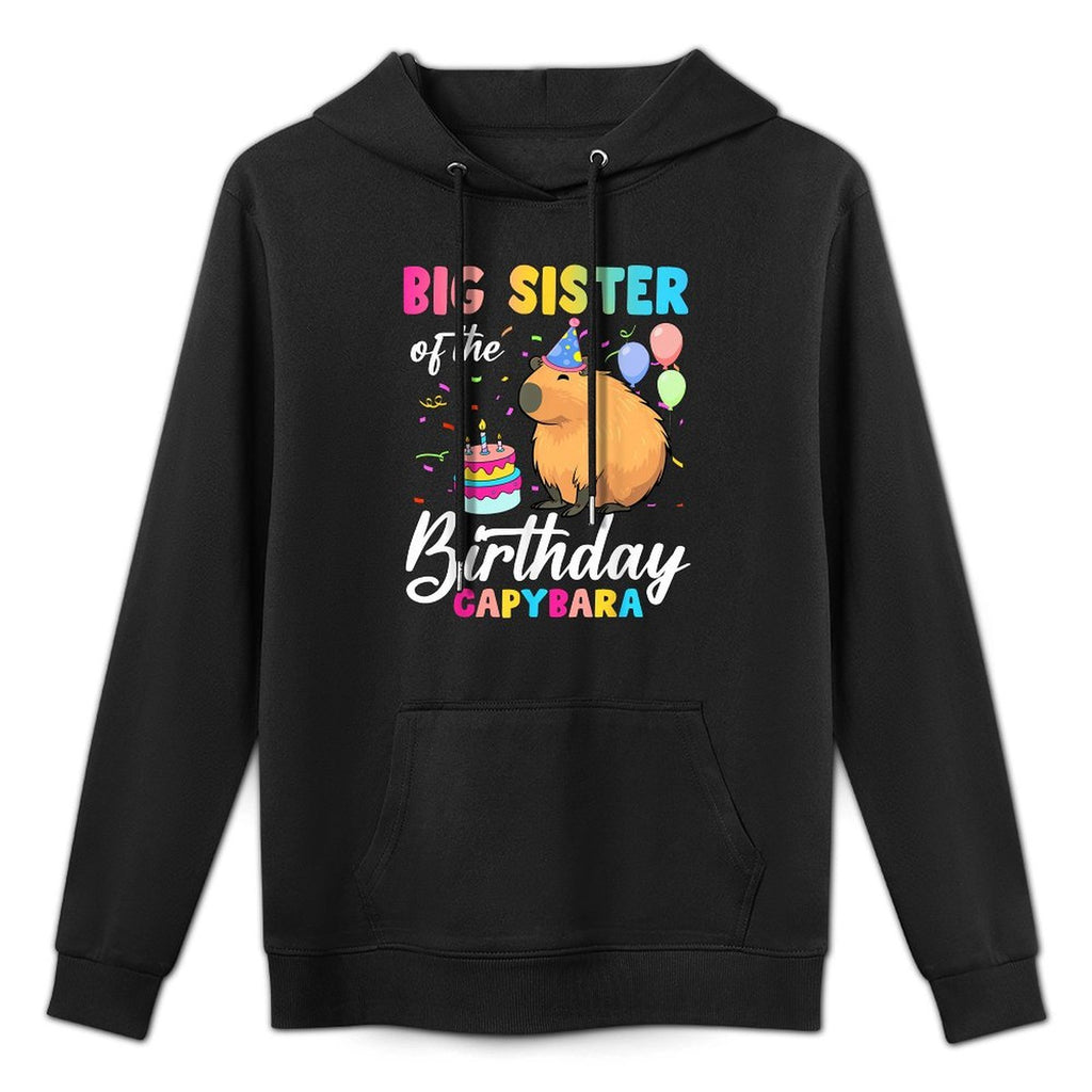 Big Sister Of The Birthday Capybara Girl Bday Party Family Breathable Fabric Hoodie