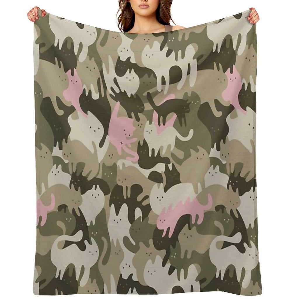 CATmouflage - Light Pink Army Pattern Plush Throw Blanket