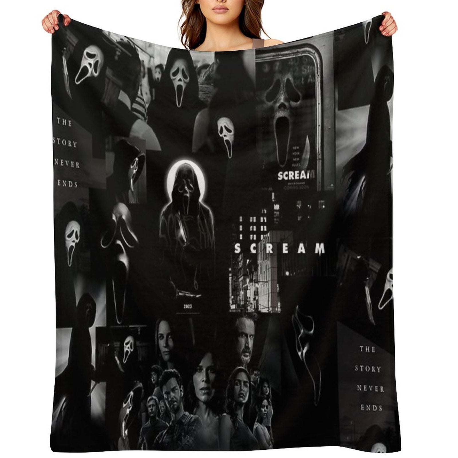 Scream Horror Movie Collage Machine-washable Throw Blanket
