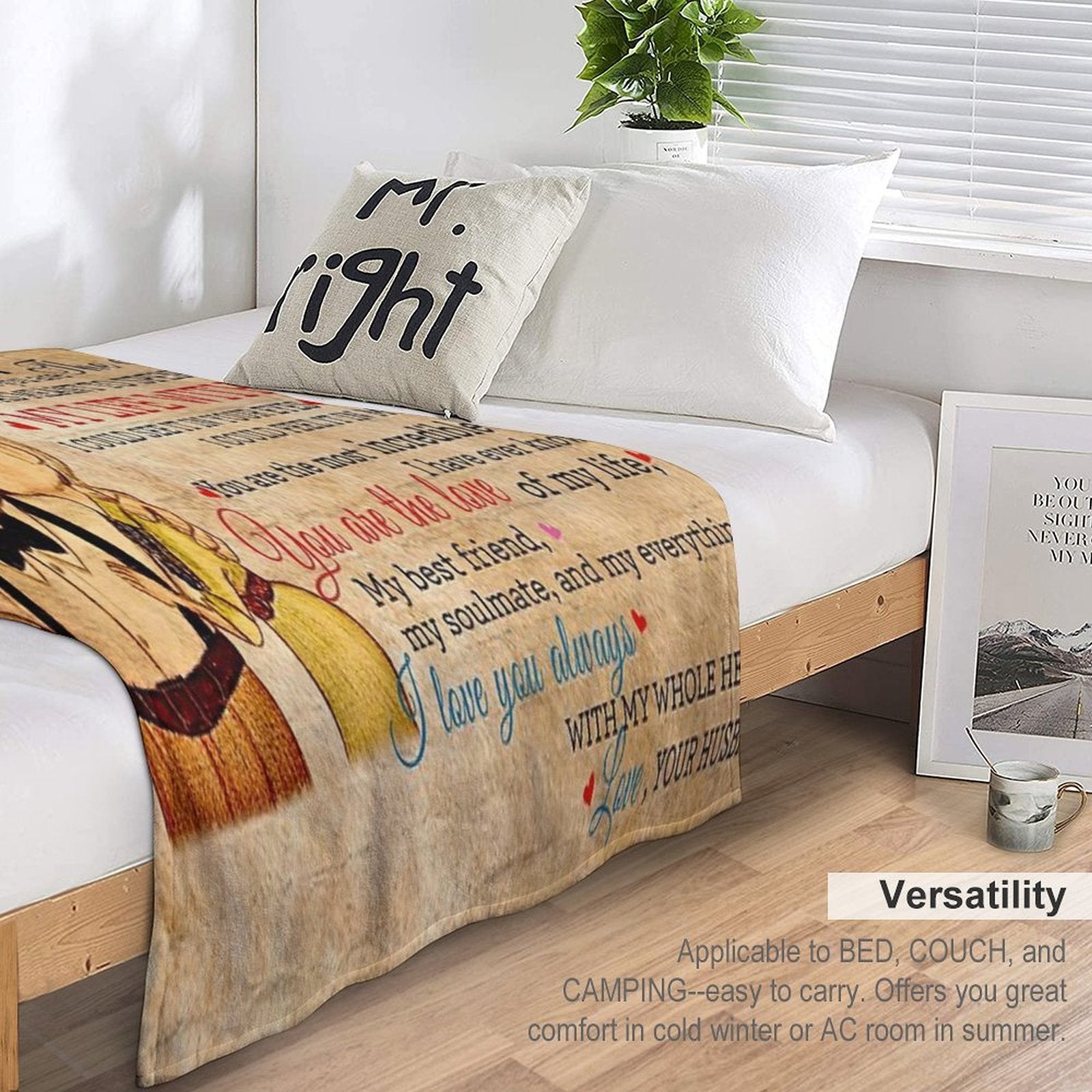 Carl And Ellie To My Wife I Love You Always With My Whole Heart, Valentines Gift For Wife Premium Throw Blanket