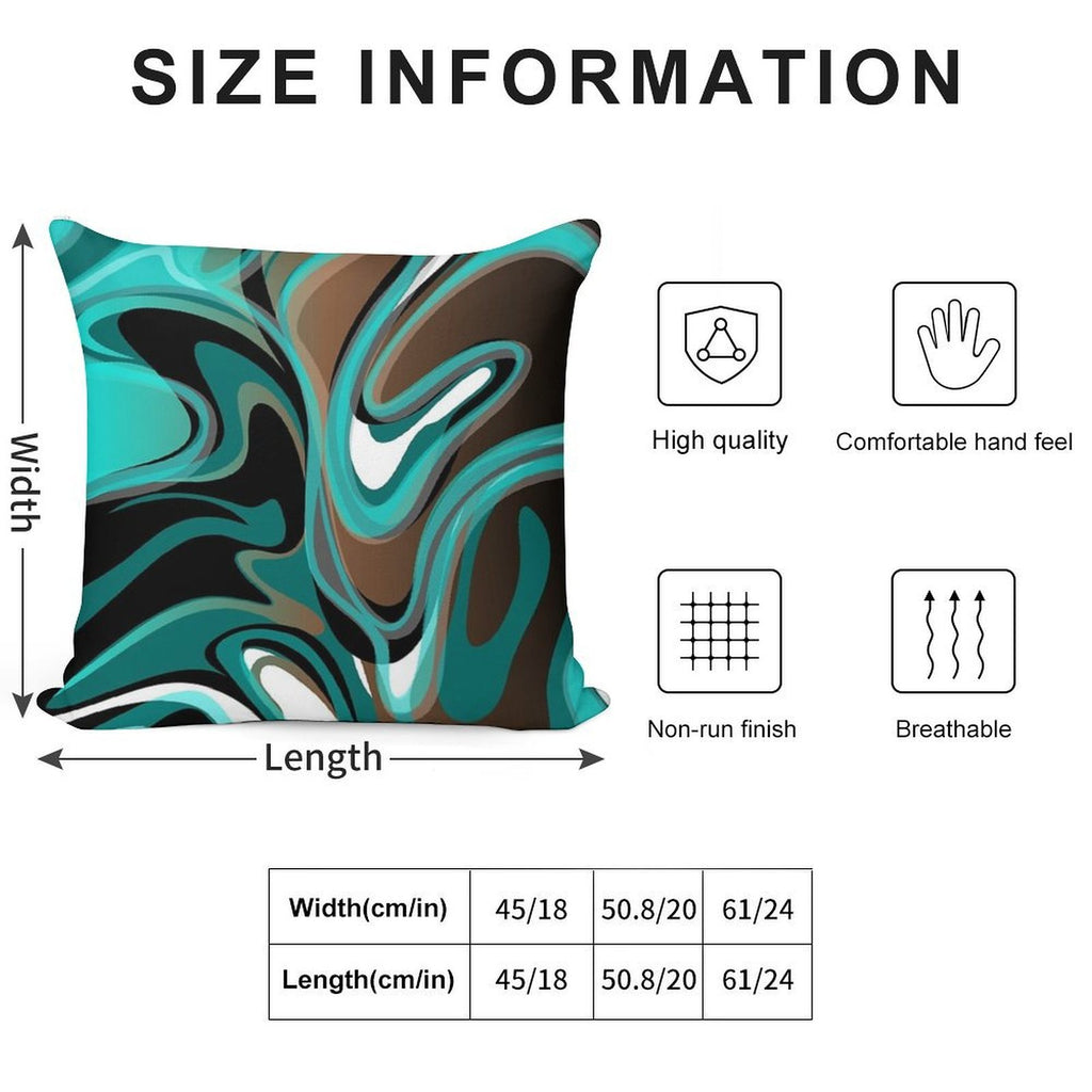 Liquify – Brown, Turquoise, Teal, Black, White Soft Luxury Feel Throw Pillow