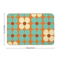 Retro Land Flower Power Blue And Cream  Anti-Trip Bath Mat