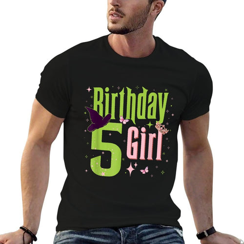 5Th Birthday Witch Pink And Green 5 Year Old Birthday Girl  High-quality Stitching T-Shirt