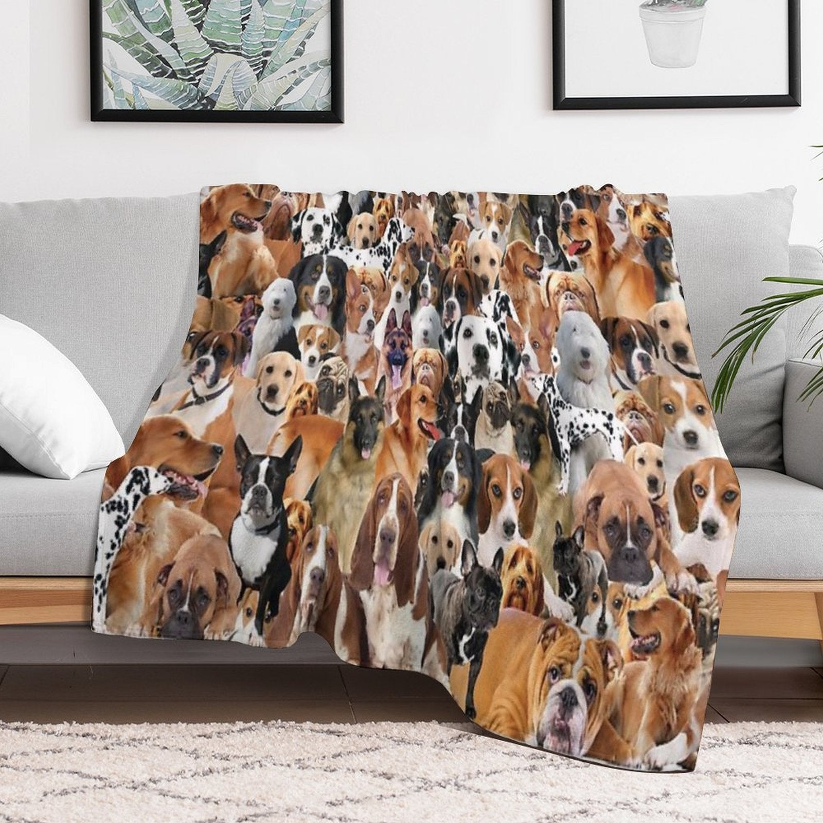 Dogs All Over Different Breed Dog Montage Design Durable Throw Blanket