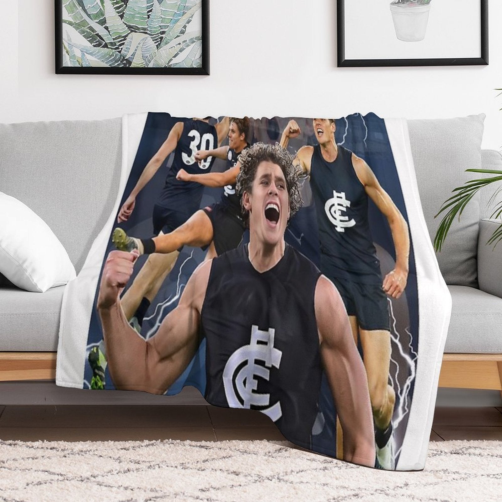 Charlie Curnow Carlton Football Club AFL Player Wrinkle-free Throw Blanket