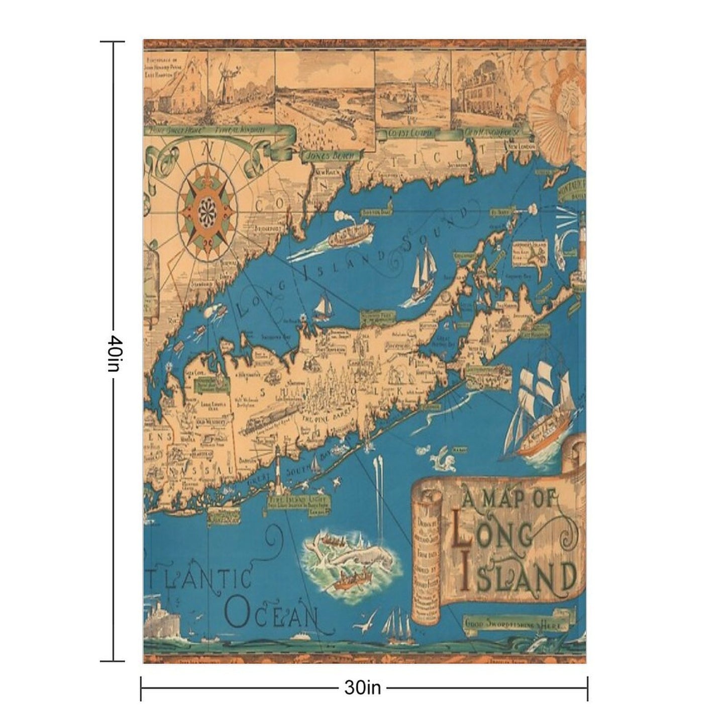 1953 Long Island Map - Special Gift Idea Comfort Throw Blanket
