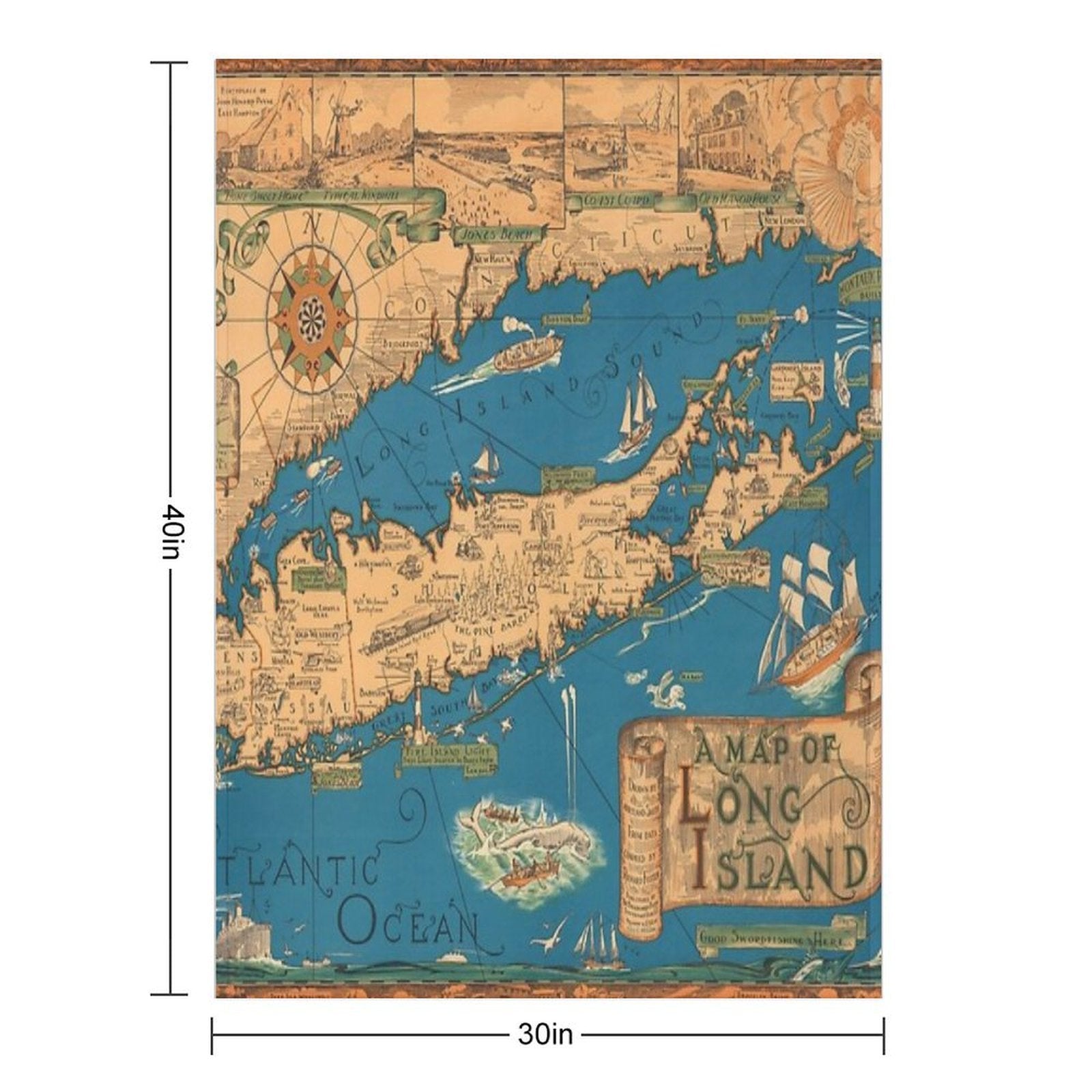 1953 Long Island Map - Special Gift Idea Comfort Throw Blanket