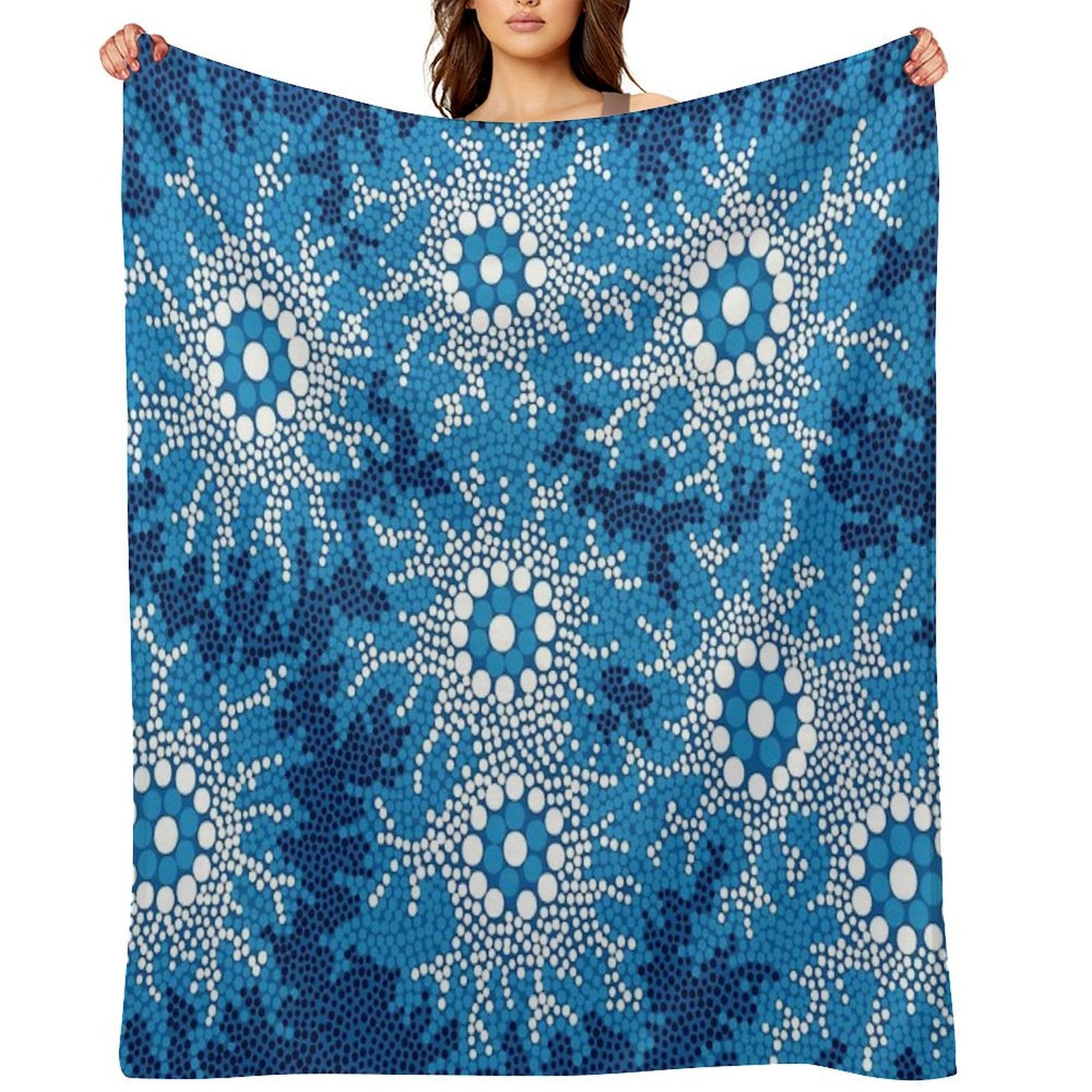 Aboriginal Art Authentic - Waterhole Dreaming Velvety-soft Throw Blanket