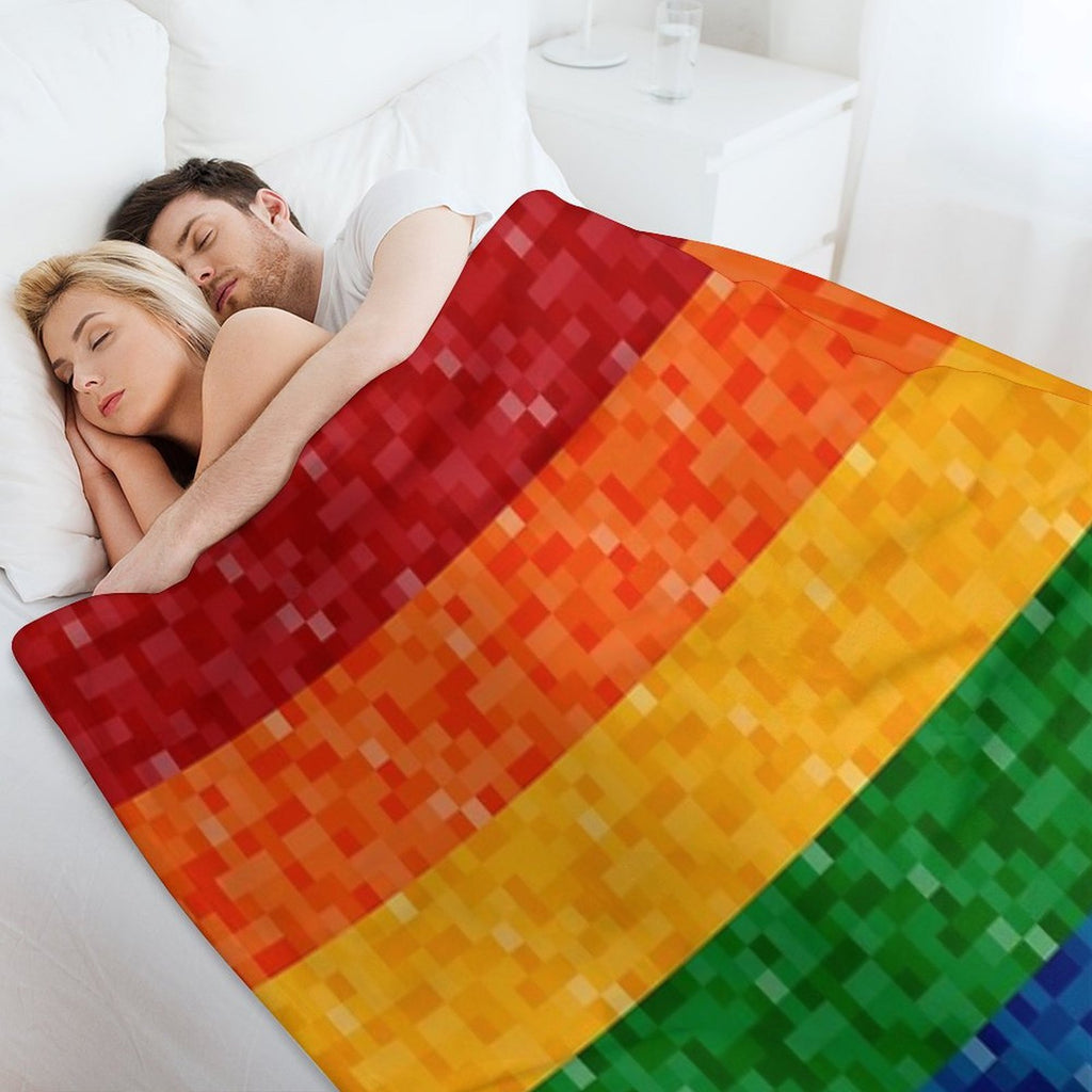 Seamless Repeating LGBTQ Pride Rainbow Pixel Flag Background Machine-washable Throw Blanket
