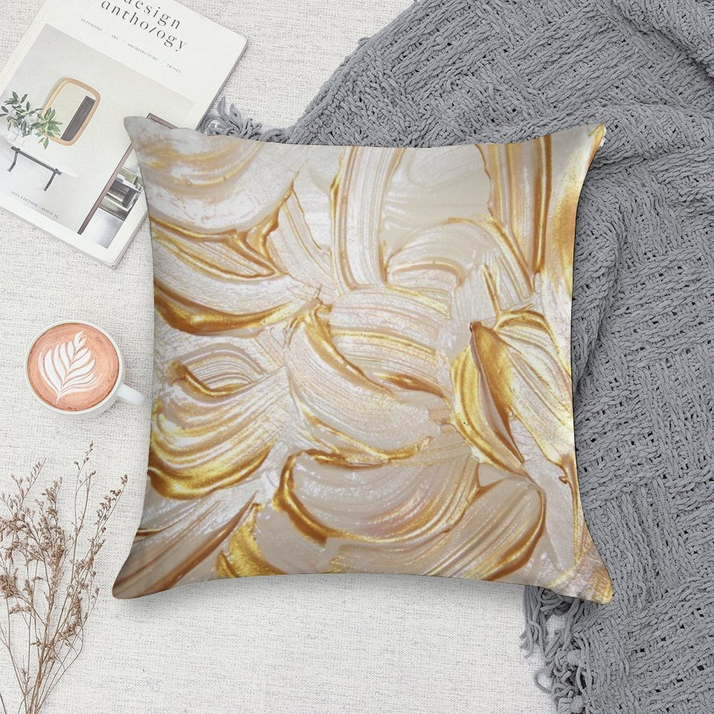 Cream & Gold Wet Paint Soft Warmth Comfort Throw Pillow