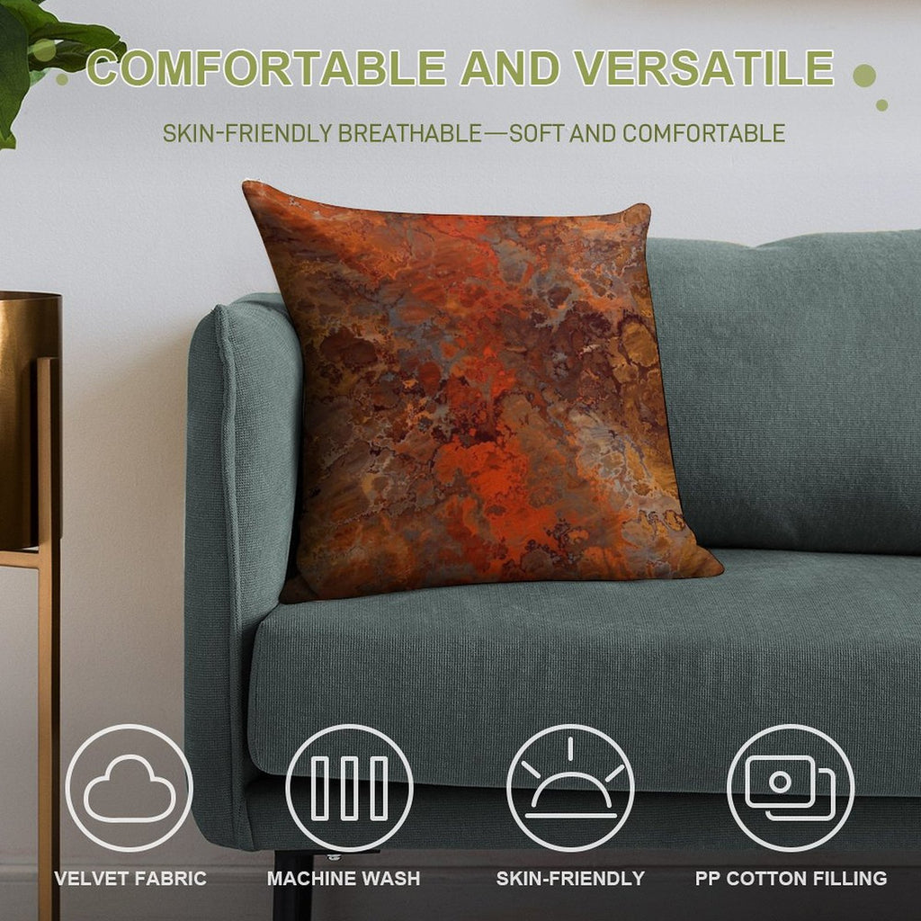 Gold And Rust Soft Luxury Feel Throw Pillow
