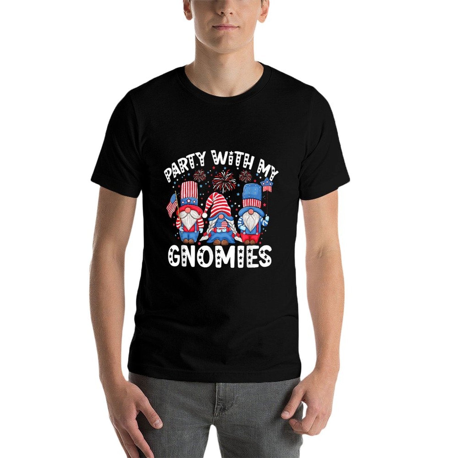 USA American Patriotic Gnomes Celebrating 4th of July Comfortable T-Shirt
