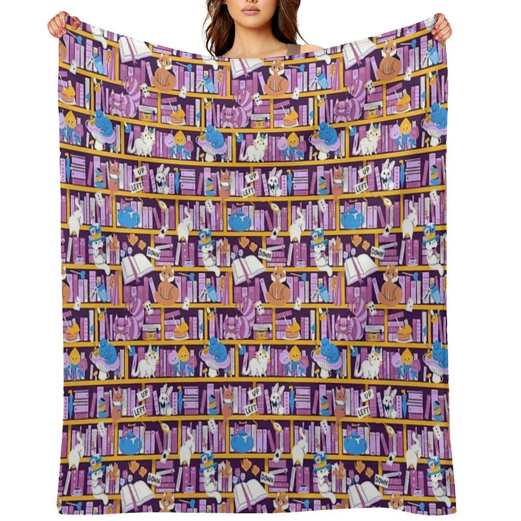 Library in Wonderland Sustainable Throw Blanket