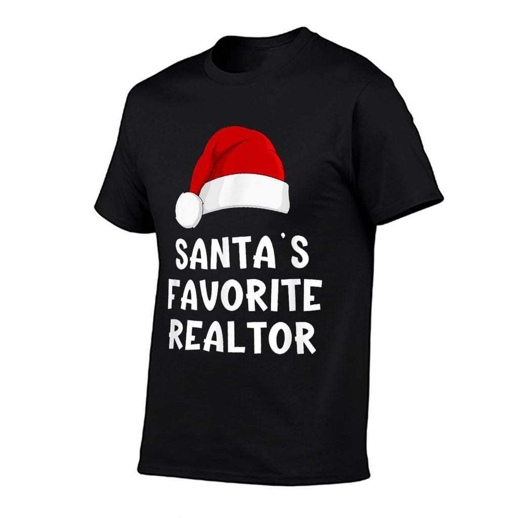 Christmas Santas Favorite Realtor Funny Real Estate Agent  Fade-proof Color T-Shirt