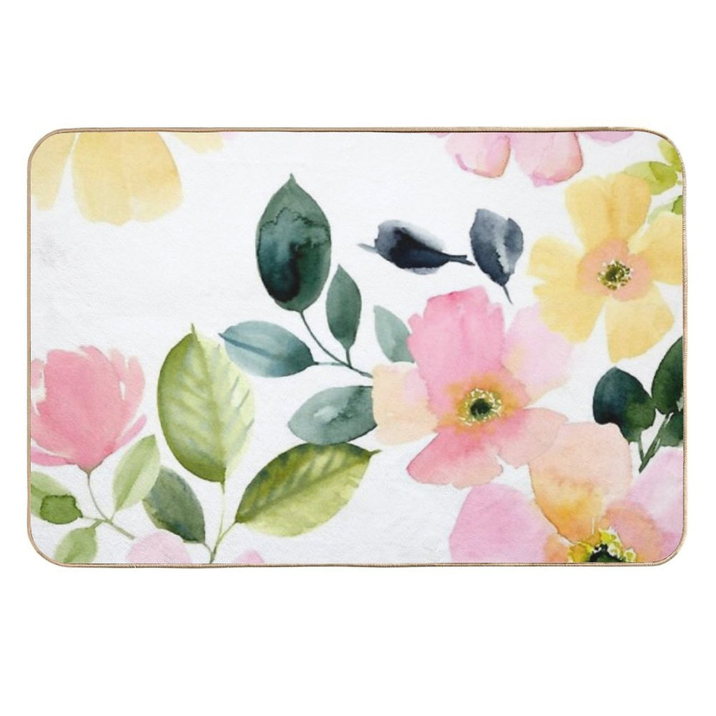 Floral Watercolor Prints  Long-Lasting Bath Mat