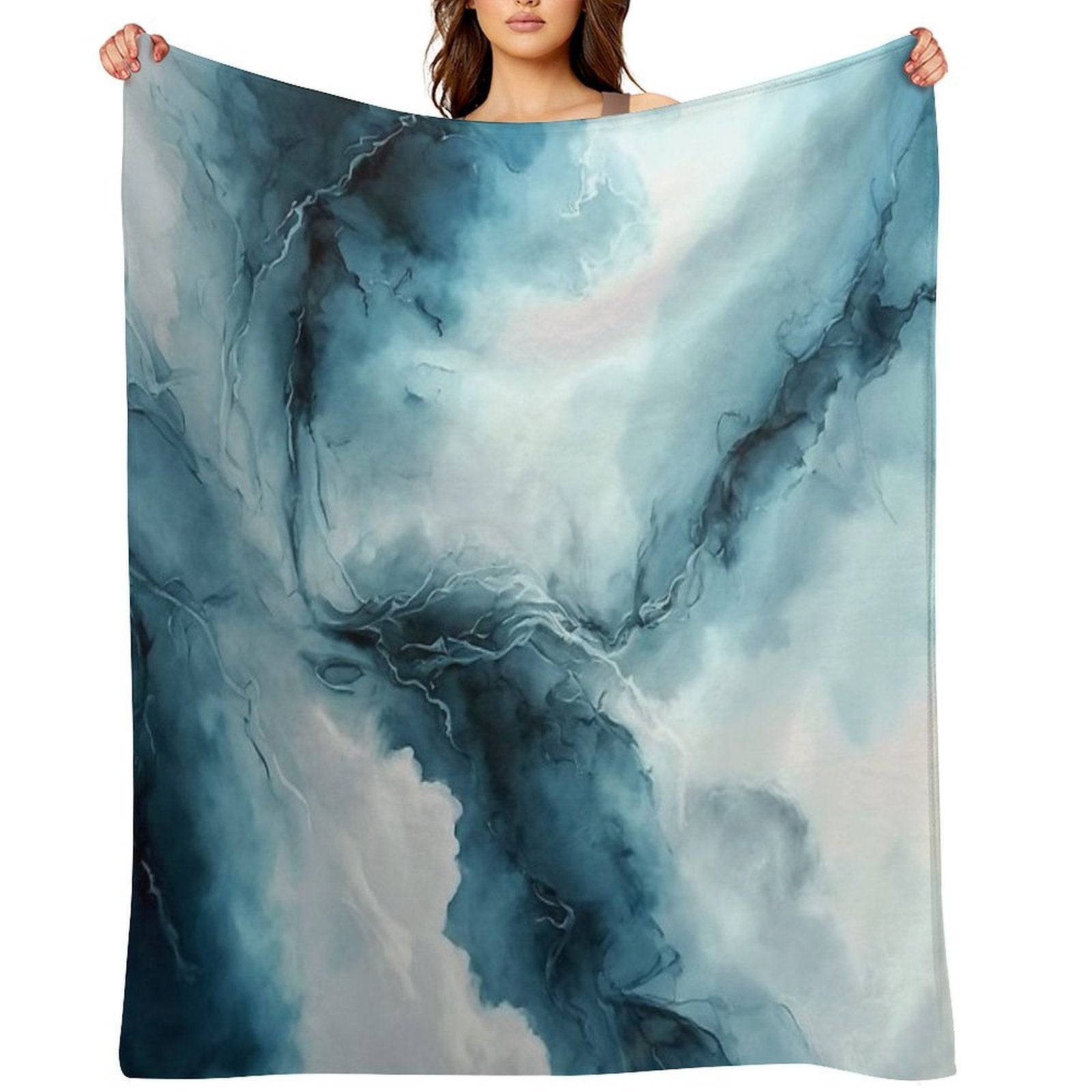 Cloudy Storm - Abstract Alcohol Ink Art Compact Throw Blanket
