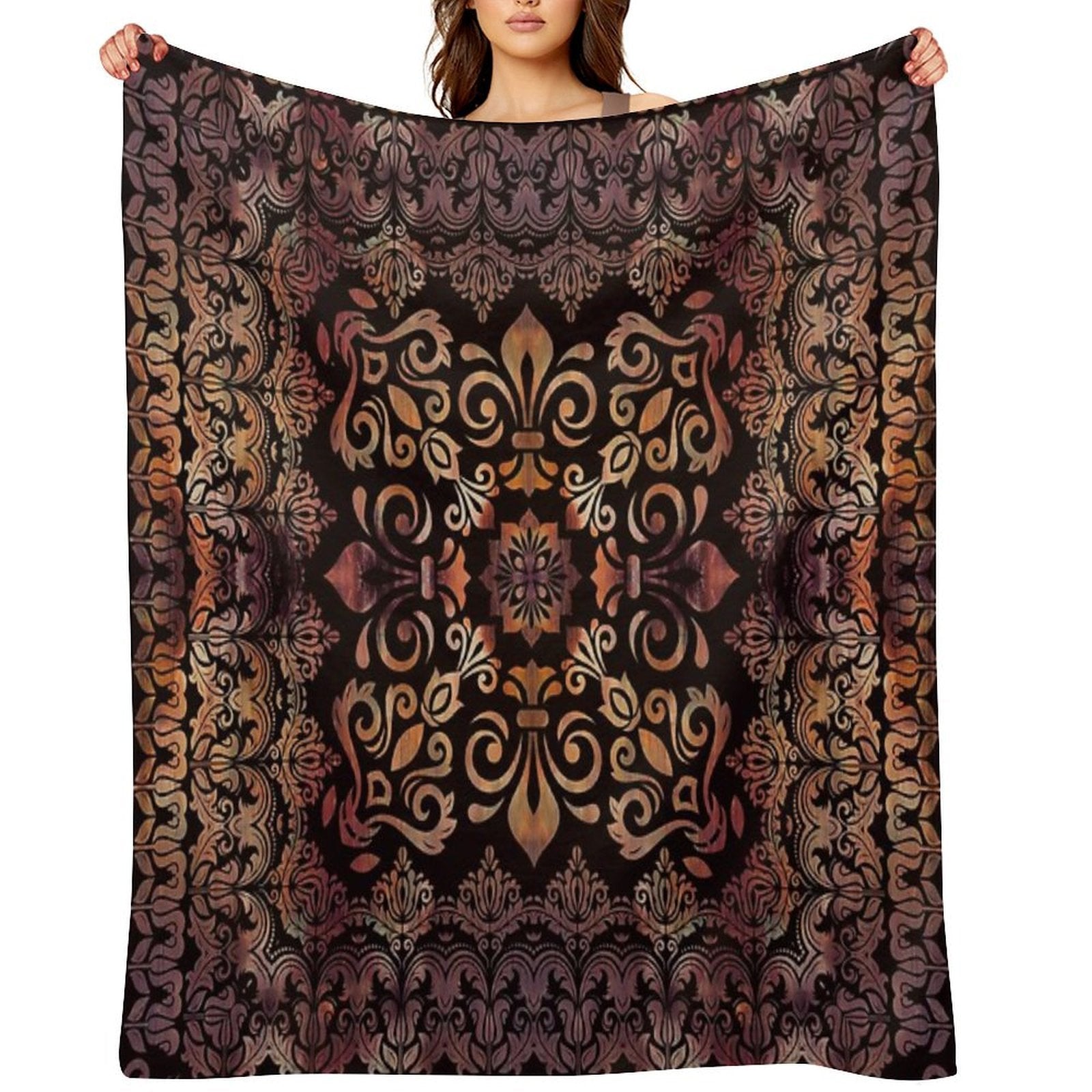 Oriental Damask Ornament - Vintage #3 Shrink-resistant Throw Blanket