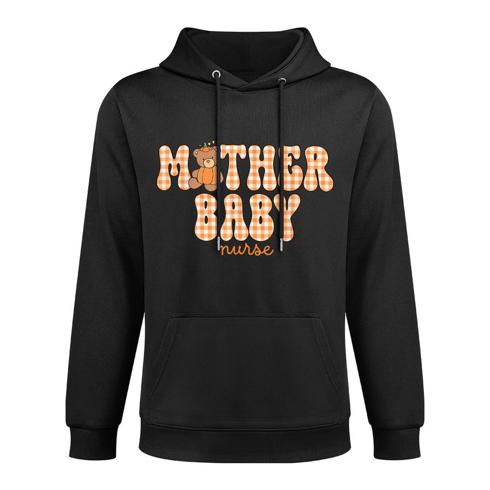 Mother Baby Nurse Fall Bear Pumpkin Mother Baby Unit Kangaroo Pocket Hoodie