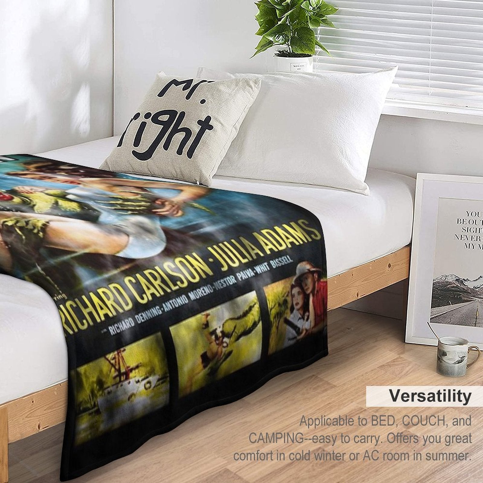 Creature From The Black Lagoon - Dark Version. Plush Throw Blanket