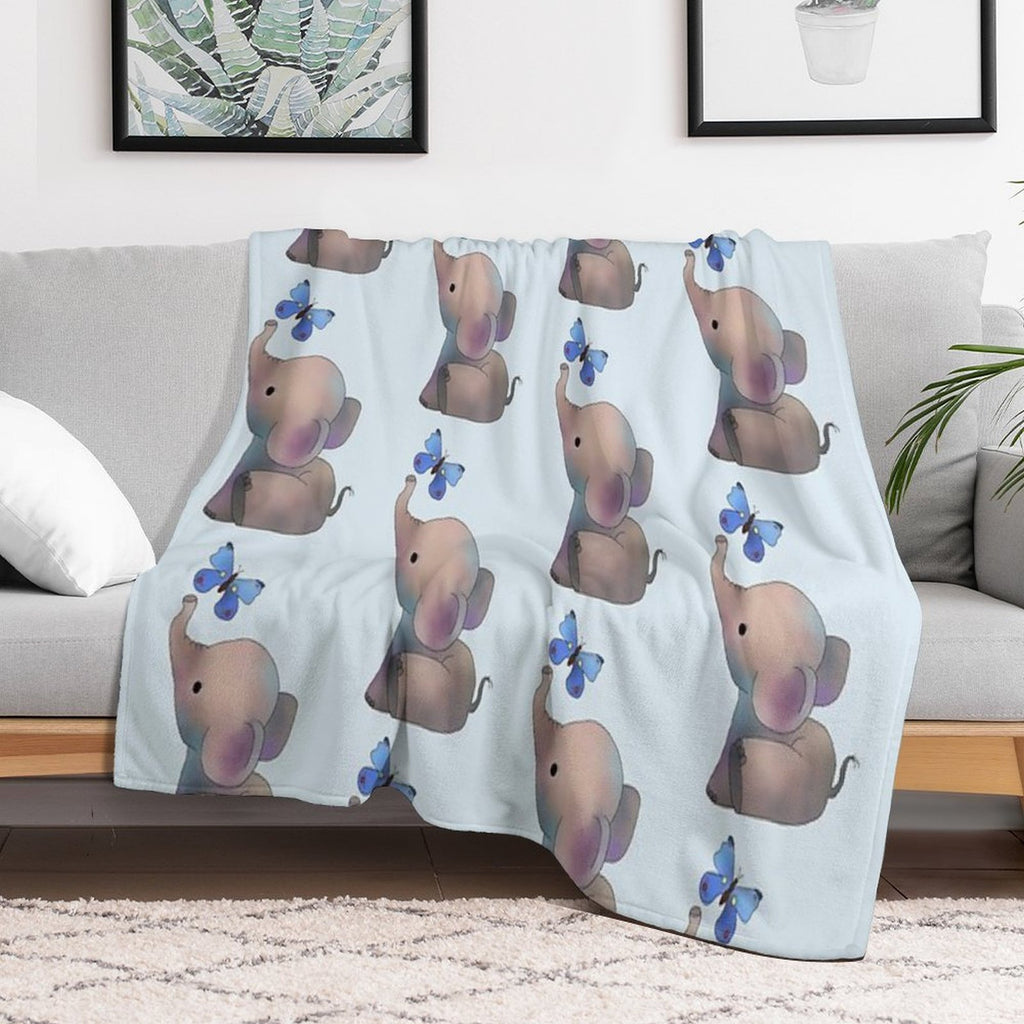 Elephant with A Butterfly Gift-ready Throw Blanket