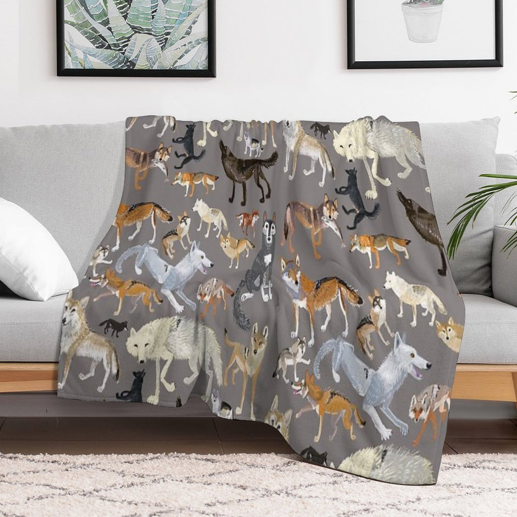Wolves of The World  Grey Durable Throw Blanket