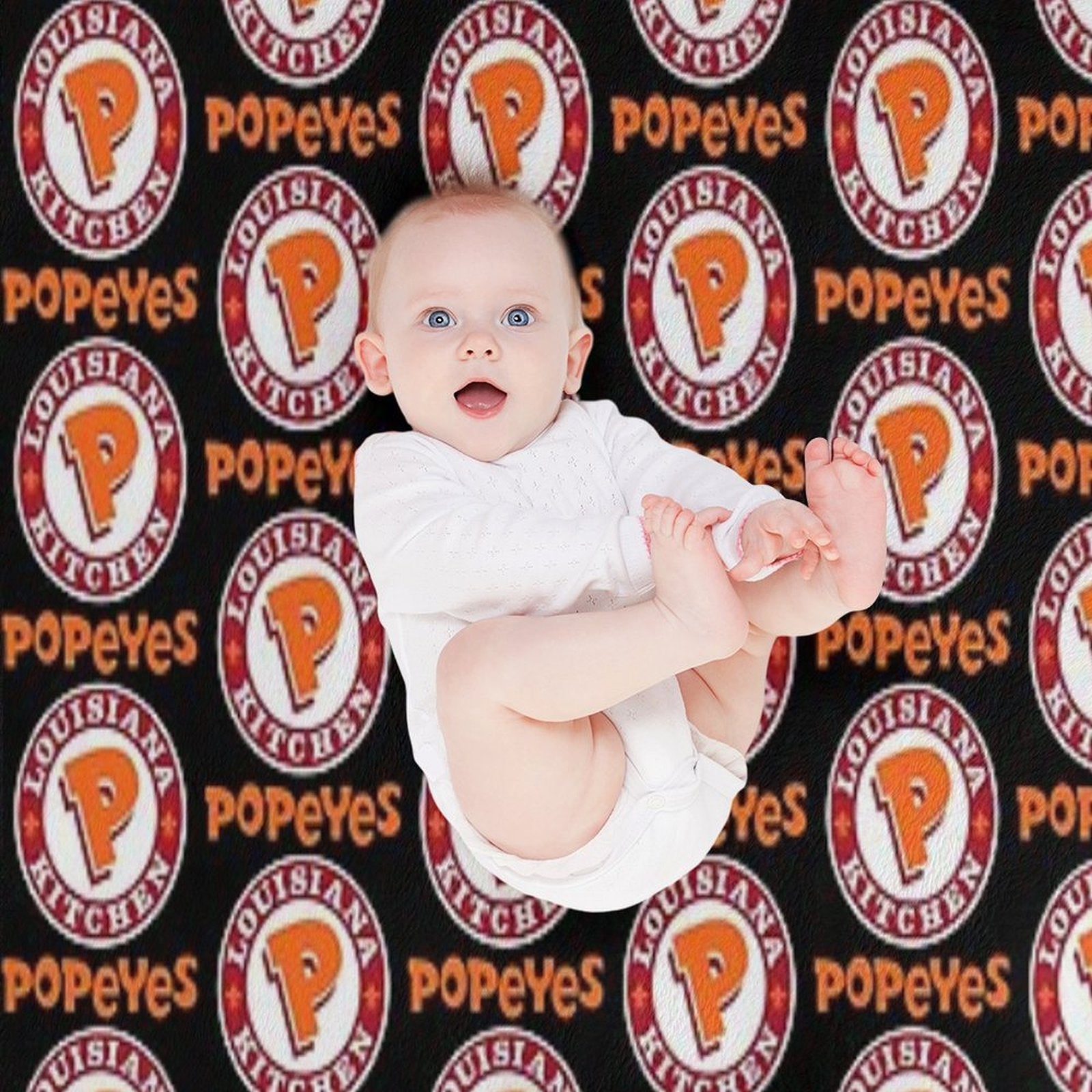 Louisiana Kitchen Popeyes Classic Logos Premium Throw Blanket