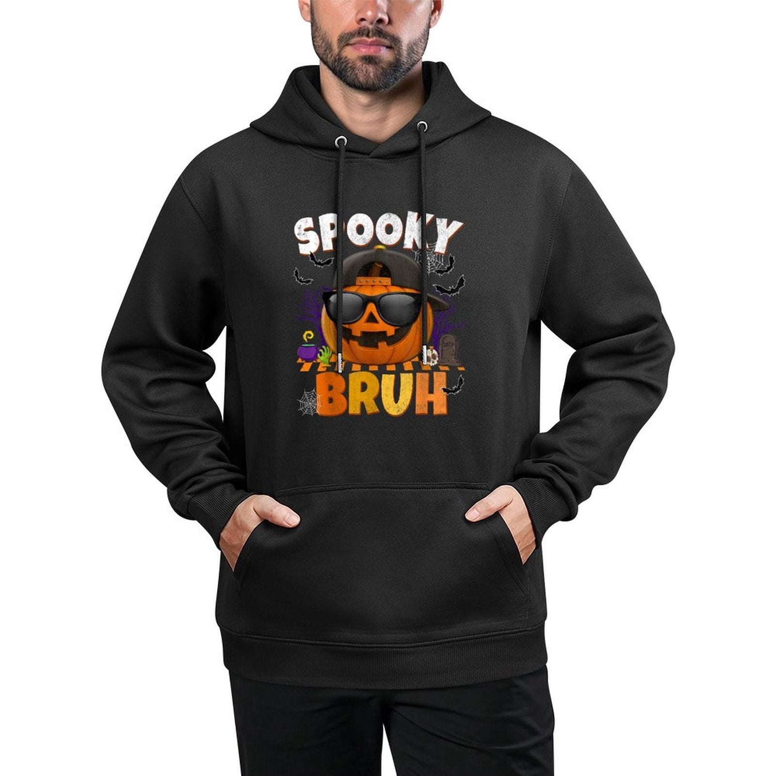 Spooky Bruh Cool Jack O Lantern Halloween Costumes For Boys Machine Washable Hoodie