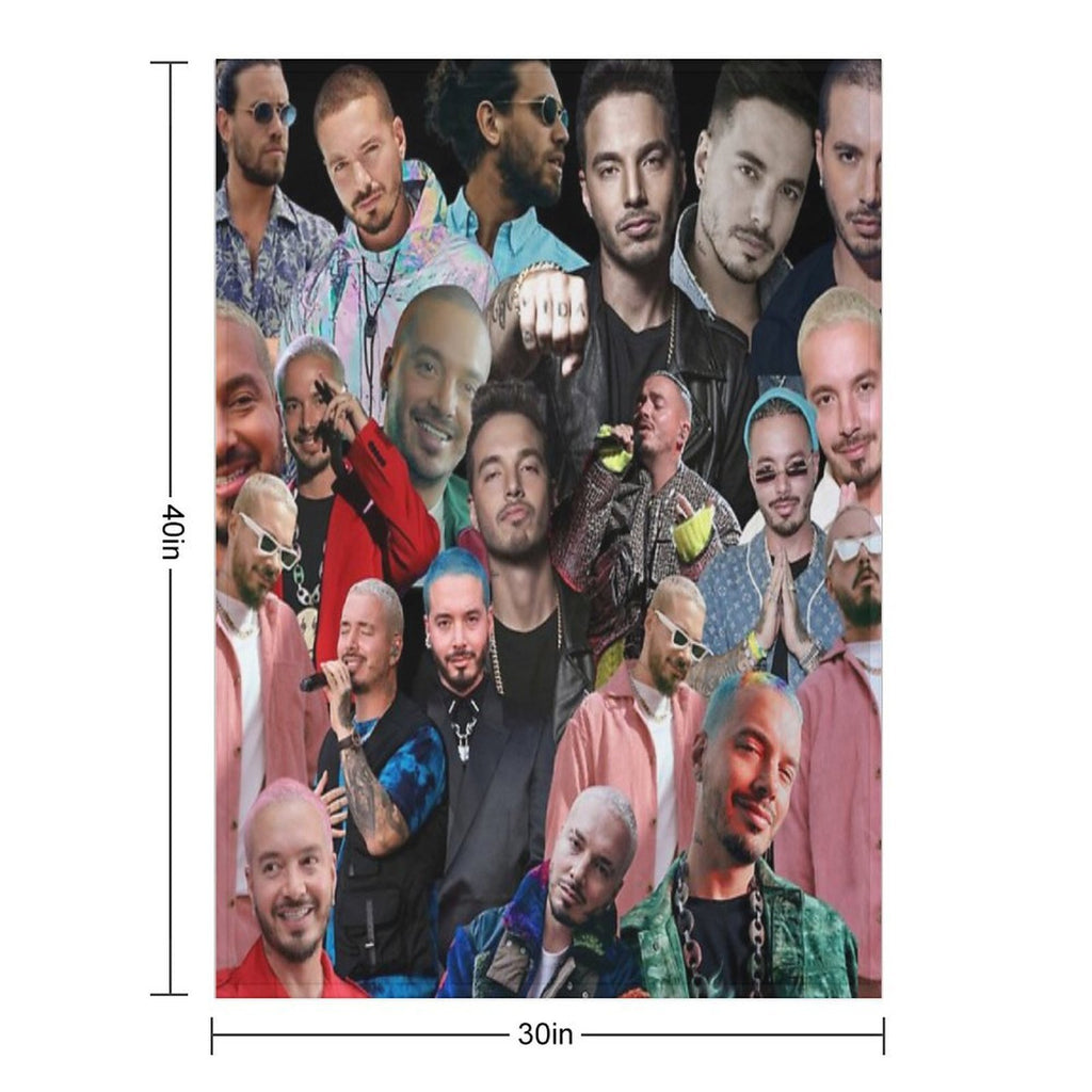 J Balvin Photo Collage Velvety-soft Throw Blanket