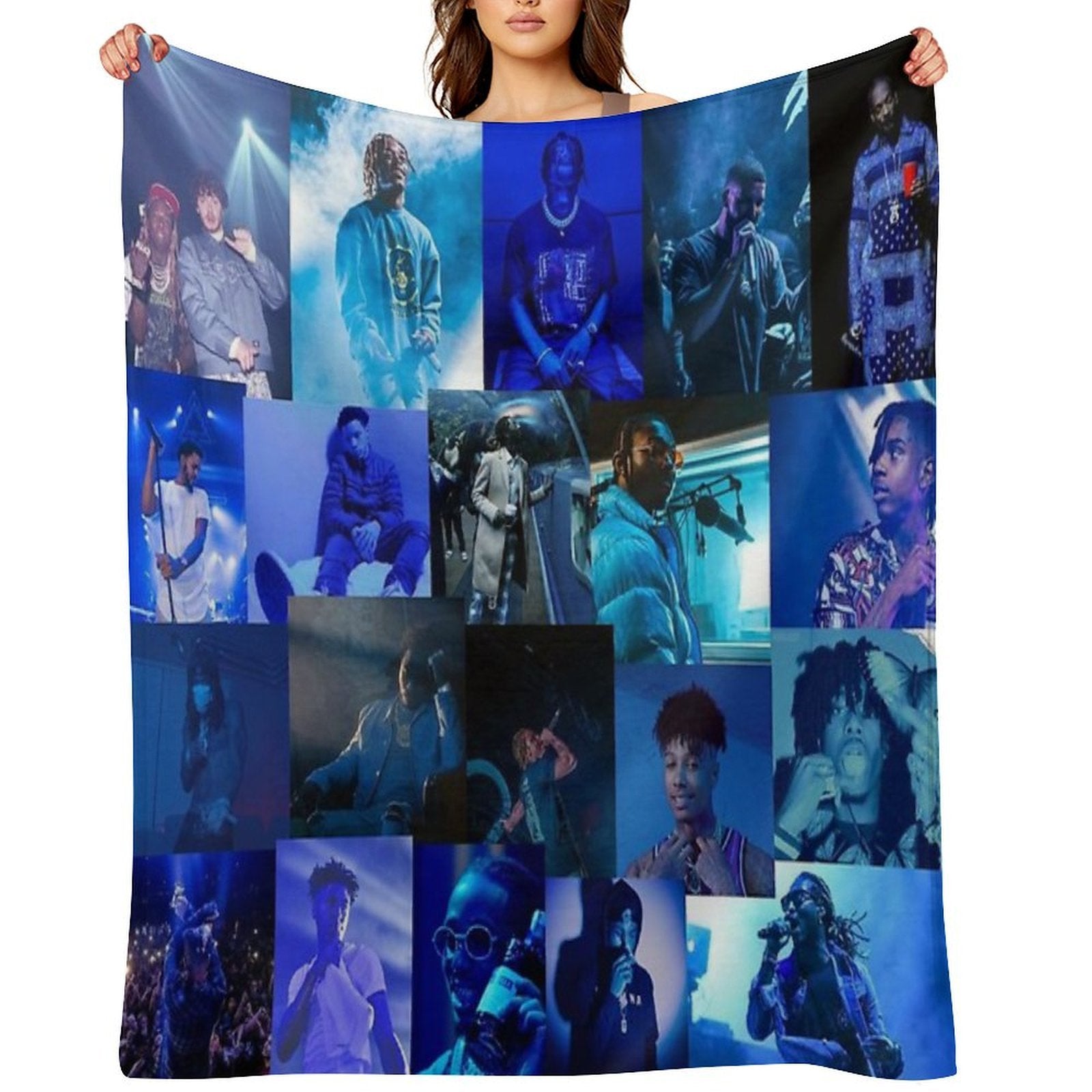 Blue Rap Collage Machine-washable Throw Blanket