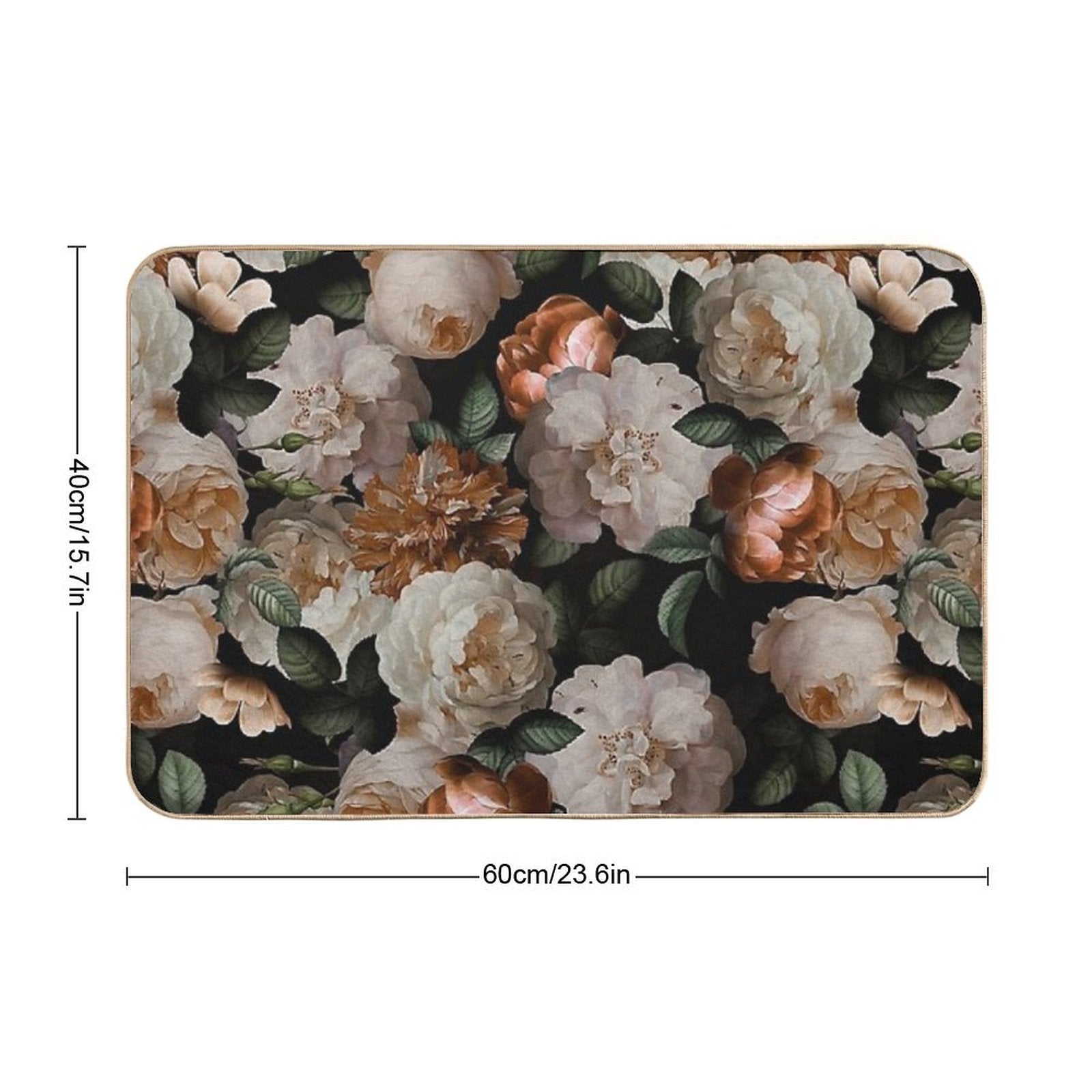 Antique Jan Davidsz. De Heem Lush Roses Flowers On Black Botanical Night GardenPattern Nightgarden  Slip-Resistant Bath Mat