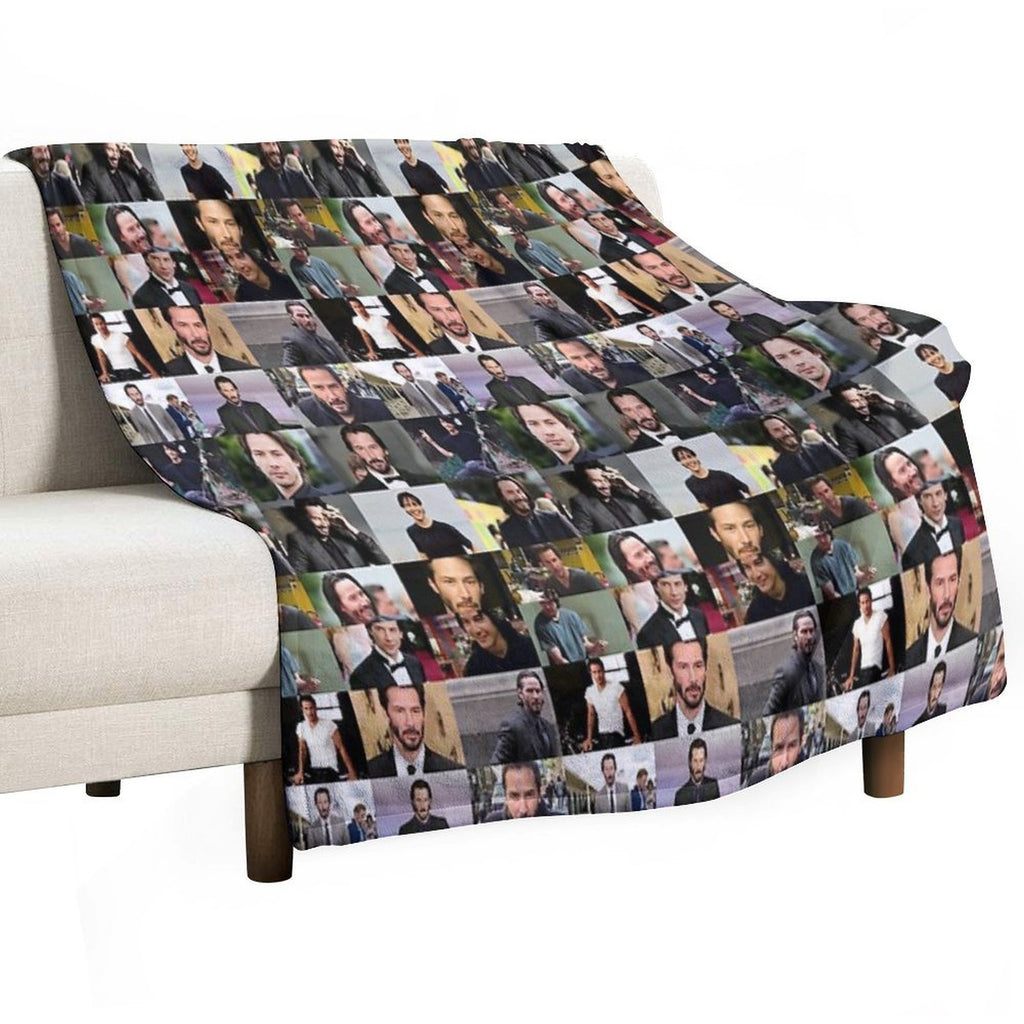 Keanu Reeves Collage Travel-friendly Throw Blanket