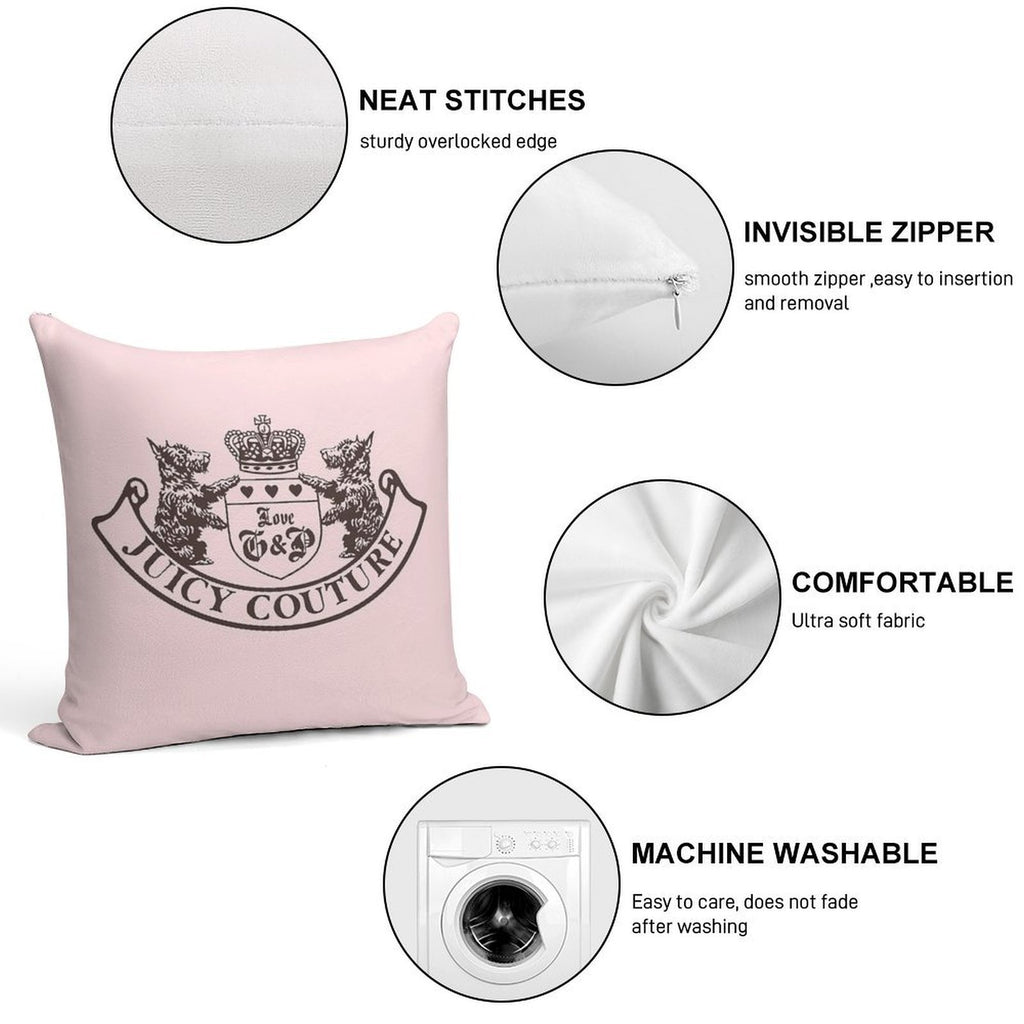 Y2k Juicy Couture Crest Soft Fade-Resistant Throw Pillow