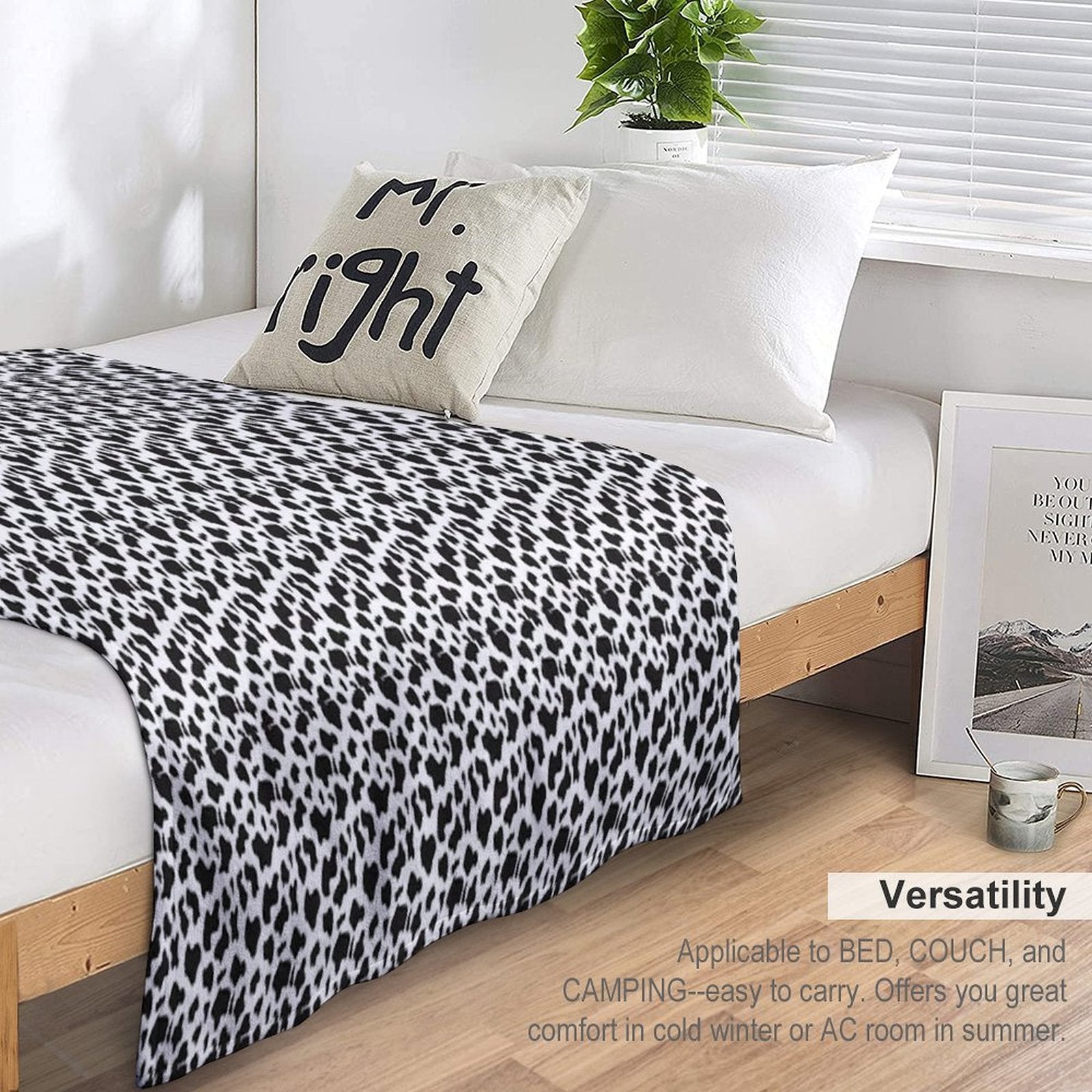 Cow Print Wrinkle-free Throw Blanket