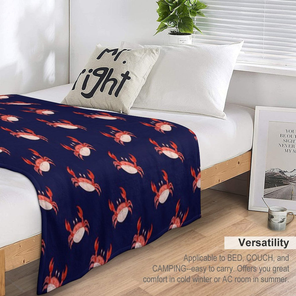 Crab Happy Crabby Seaside Crustaceans, Fun Red Animal Sea Ocean Lobster Quick-dry Throw Blanket