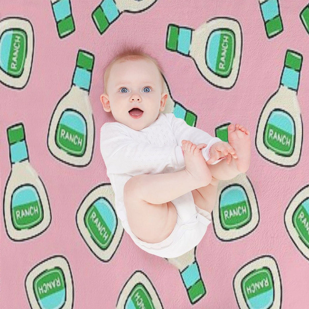 Ranch - Salad Dressing Bottle (pink) Plush Throw Blanket