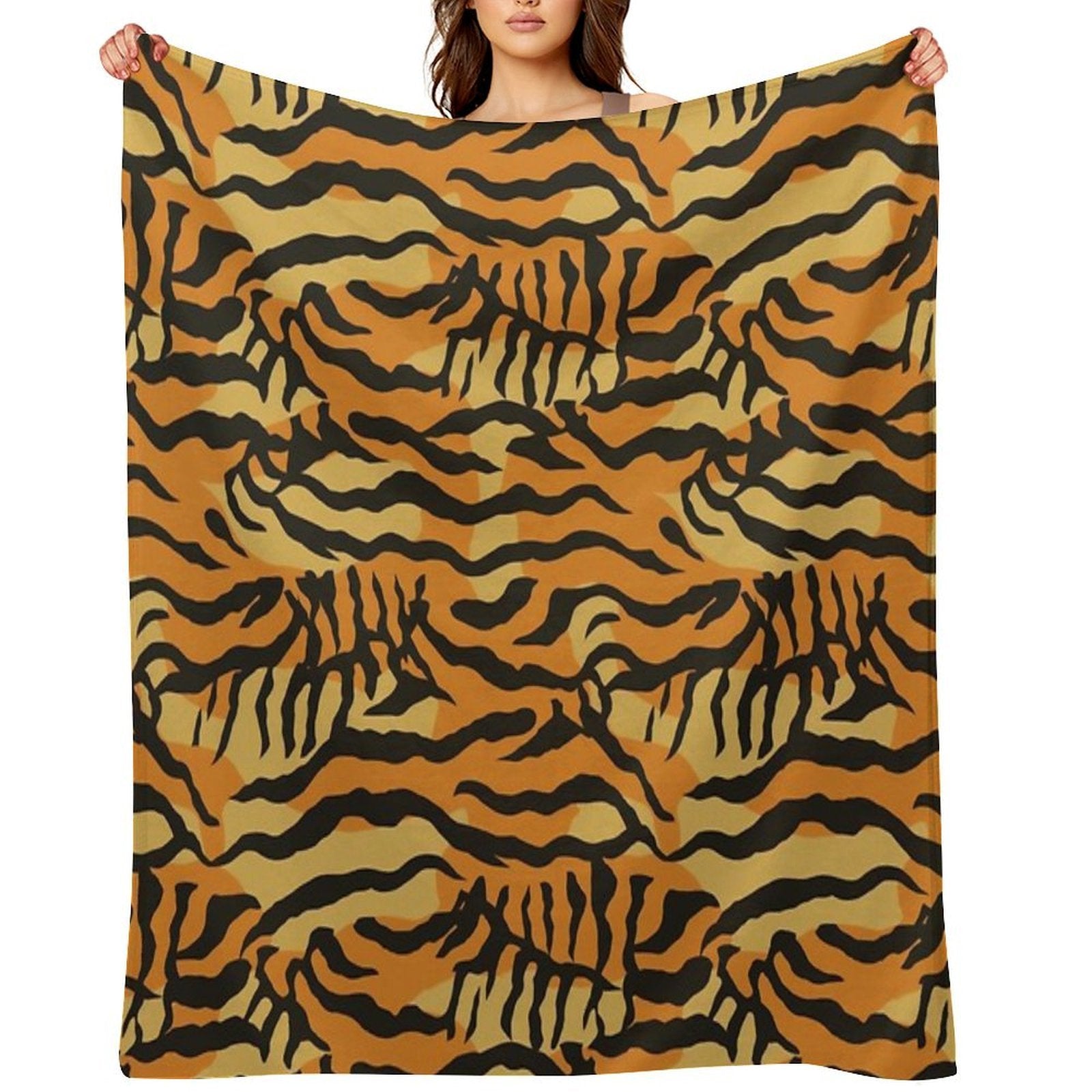 Vibrant Tiger Stripe Pattern Abstract Unique Print Sustainable Throw Blanket