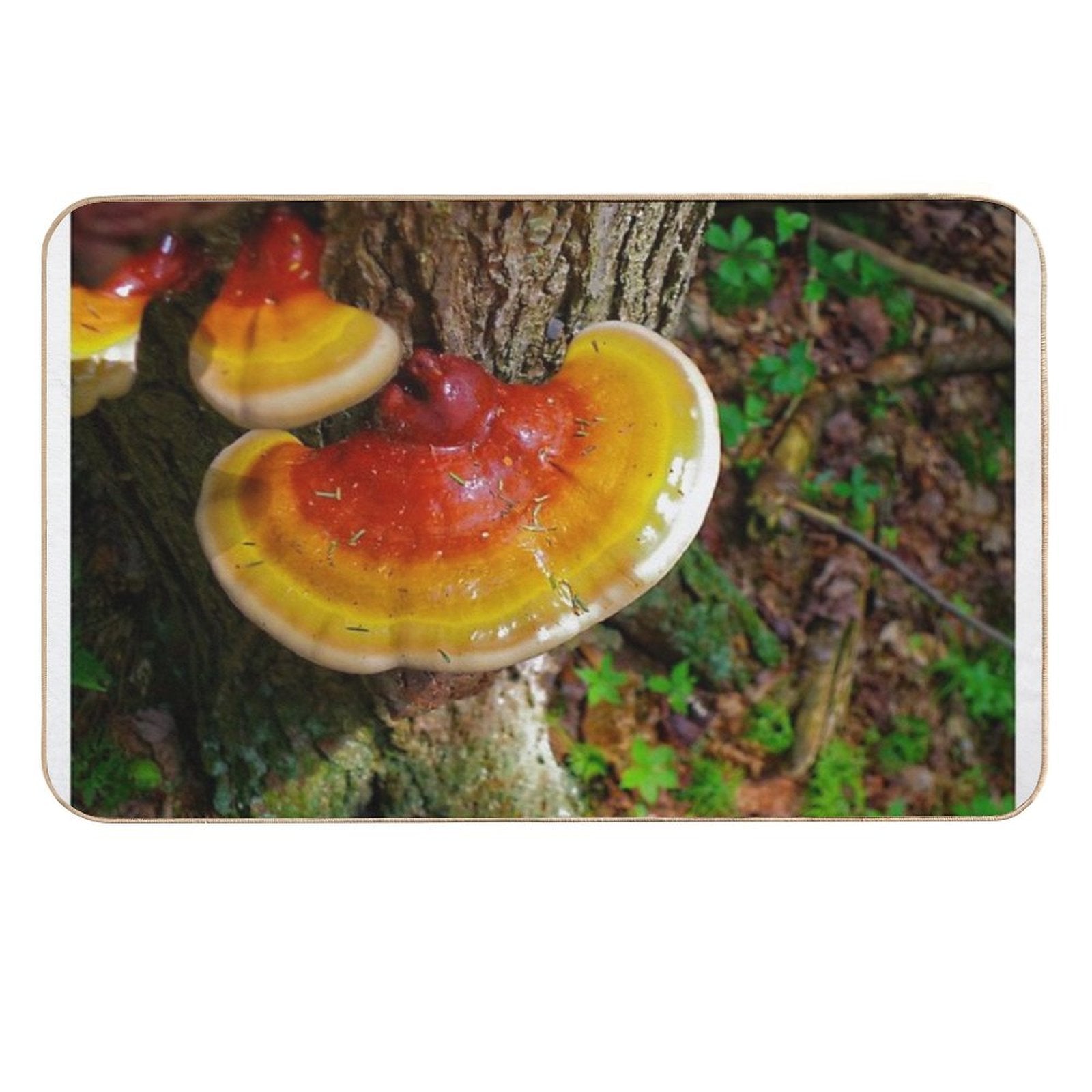 Wild Orange Mushroom in The Forest Nature Tree Print  Versatile Bath Mat