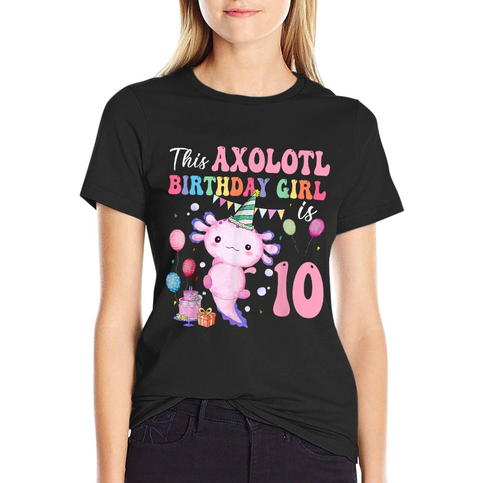 This Axolotl Birthday Girl Is 10 Years Old 10th Bday Party  Durable T-Shirt