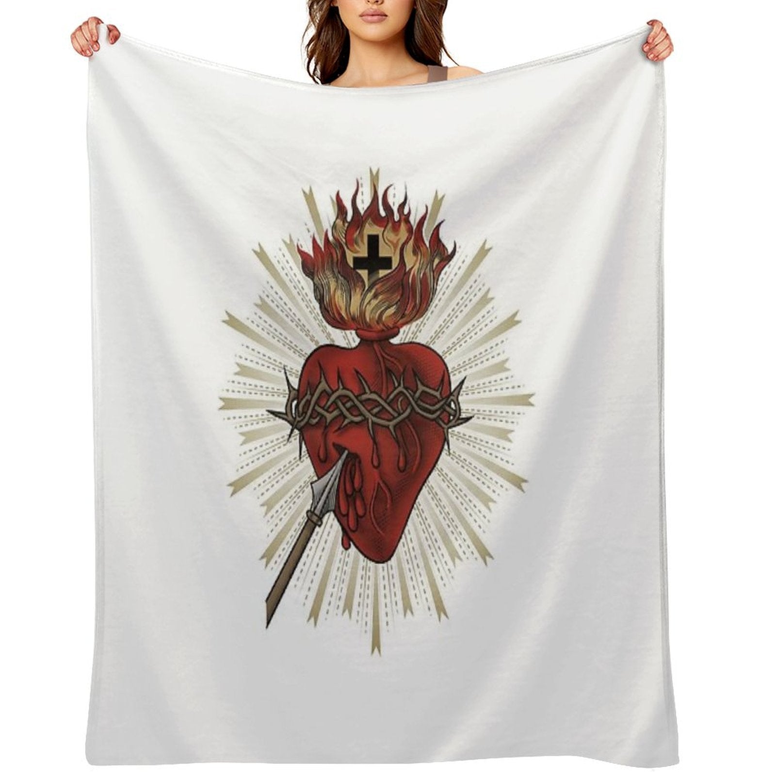Sacred Heart of Jesus Christ Sustainable Throw Blanket