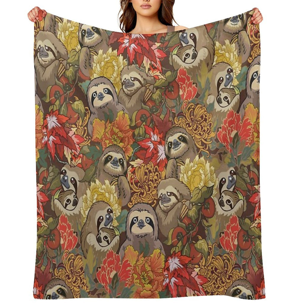Because Sloths Autumn Plush Throw Blanket