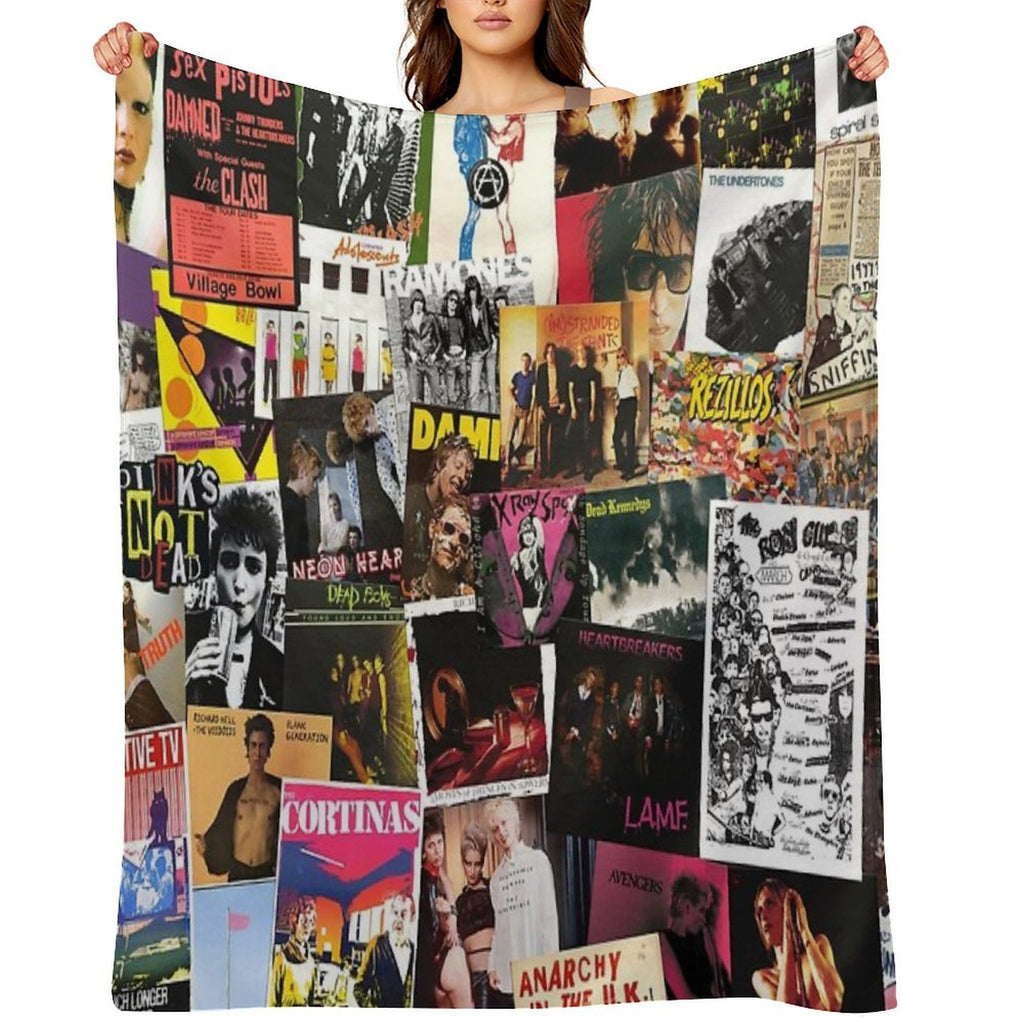 70s Punk Rock Music Anti-pilling Throw Blanket