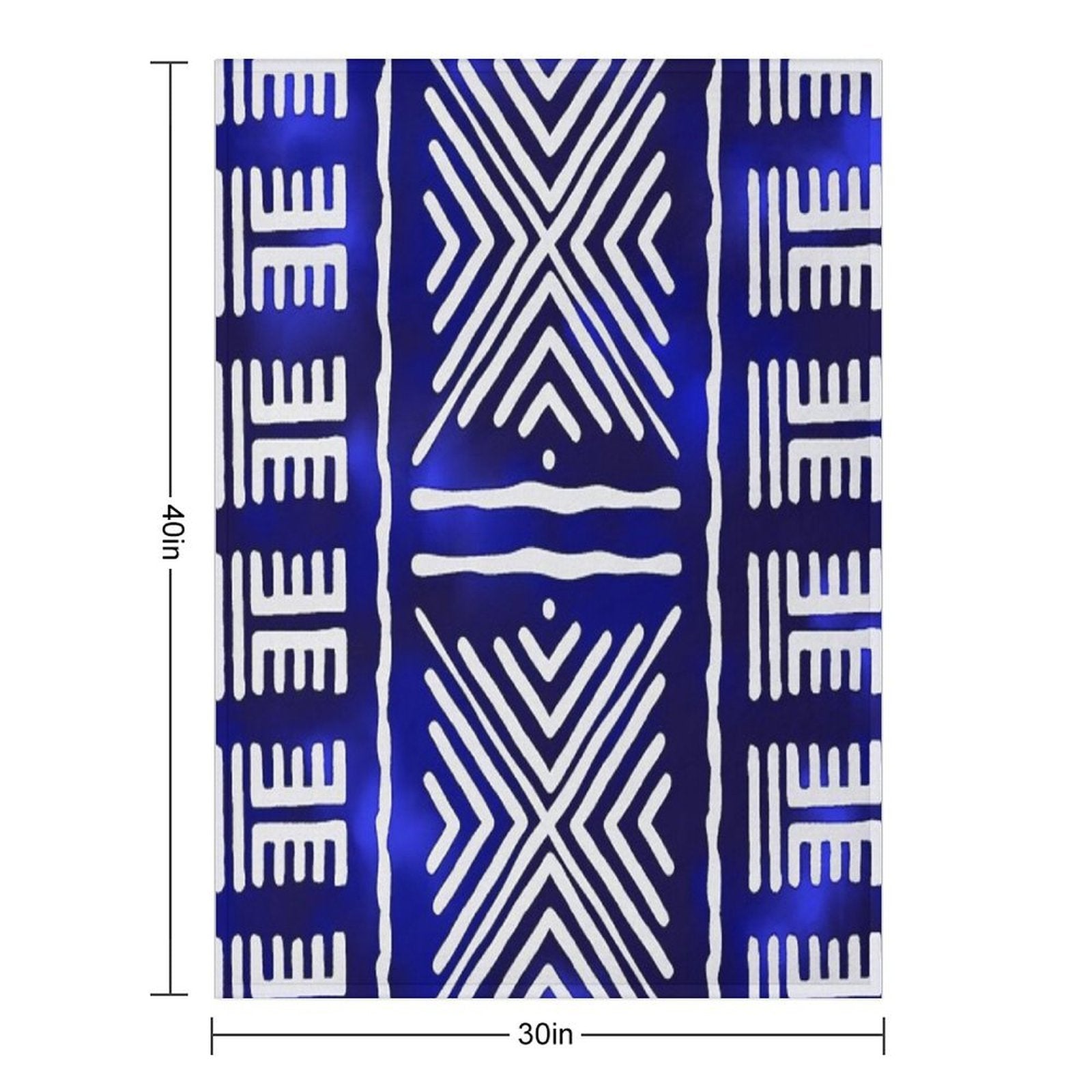 Blue African Mud Cloth Design Lightweight Throw Blanket