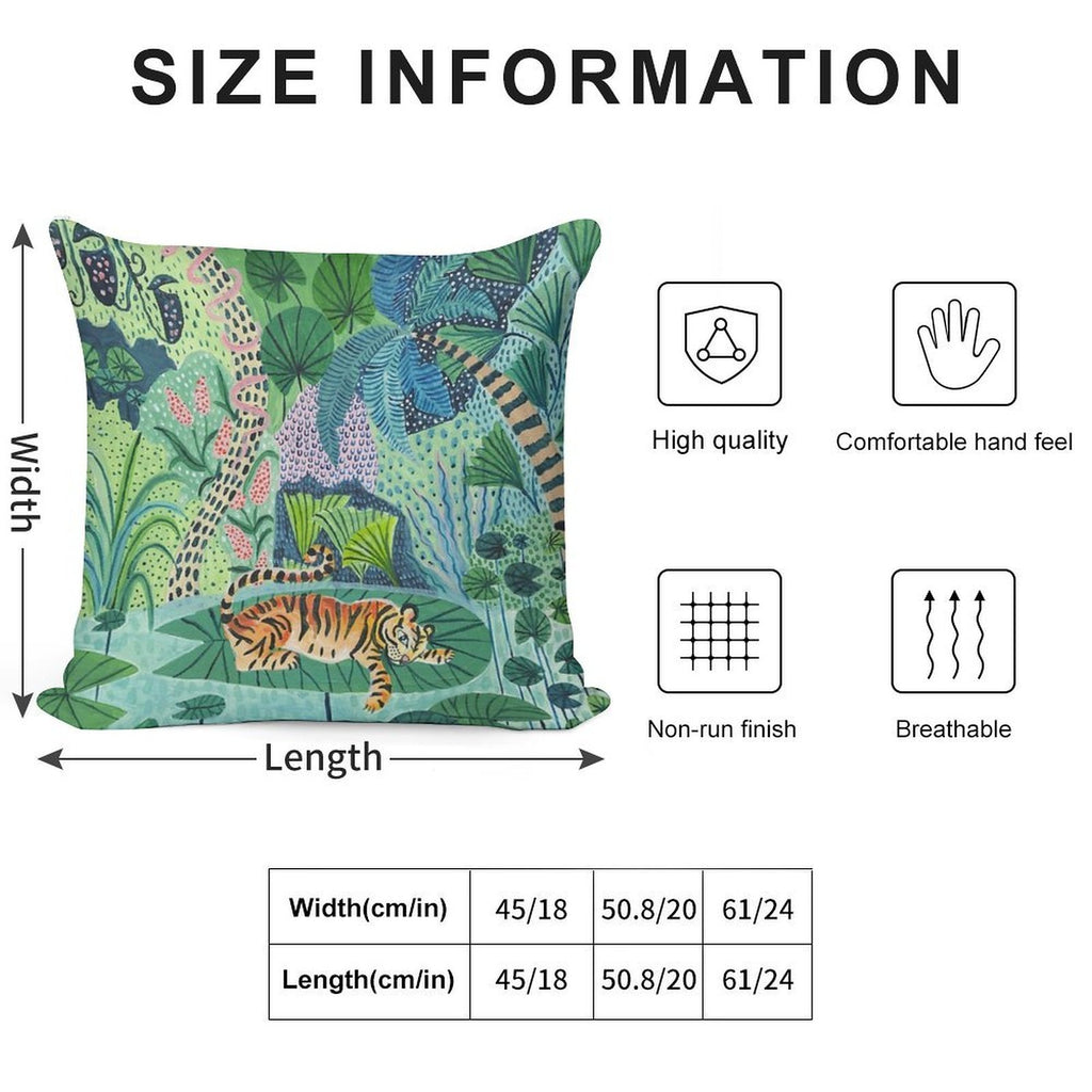 Jungle Tiger Soft Shrink-Resistant Throw Pillow