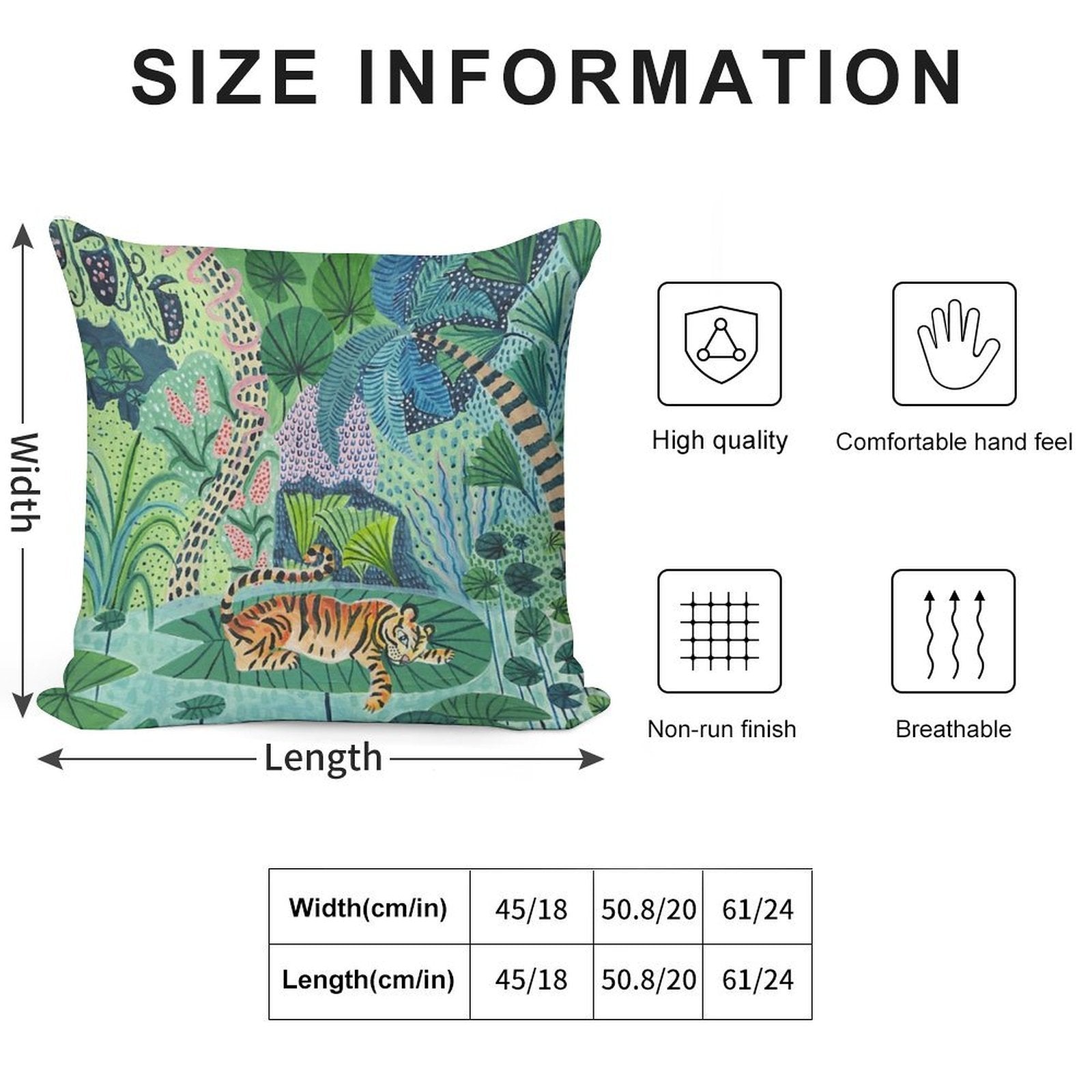 Jungle Tiger Soft Shrink-Resistant Throw Pillow