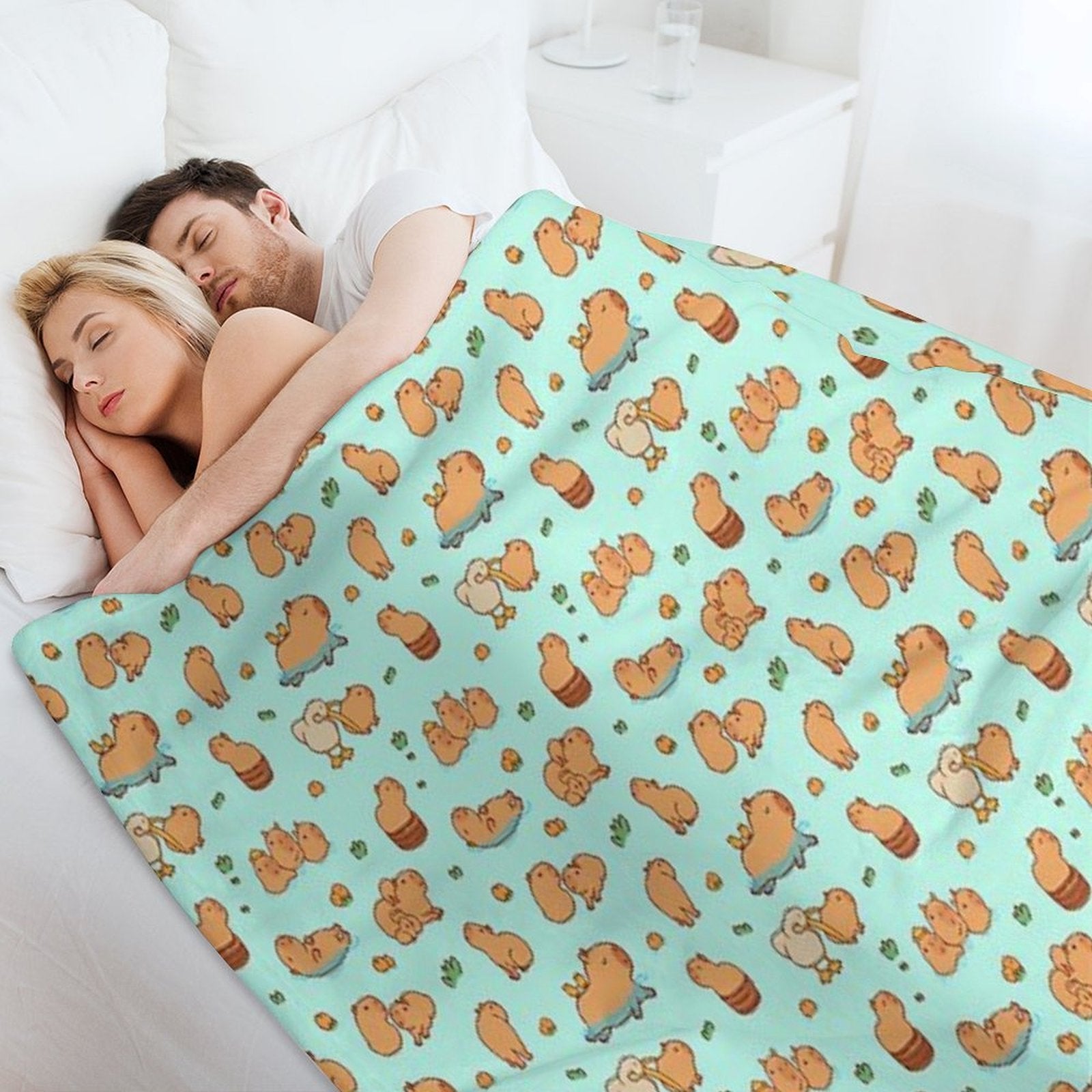 Cute Capybara Art, Illustration Seamless Pattern Gift-ready Throw Blanket