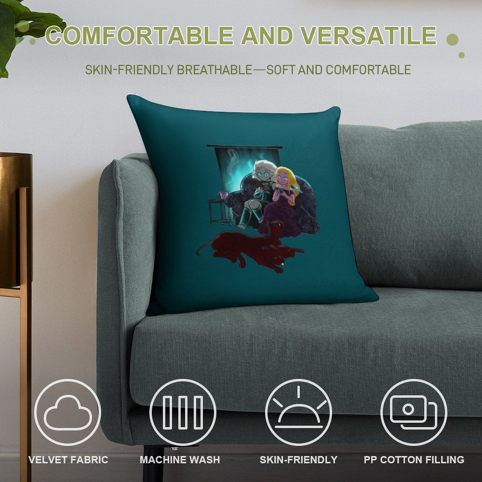 Cozy Winter Night Soft High-Density Material Throw Pillow