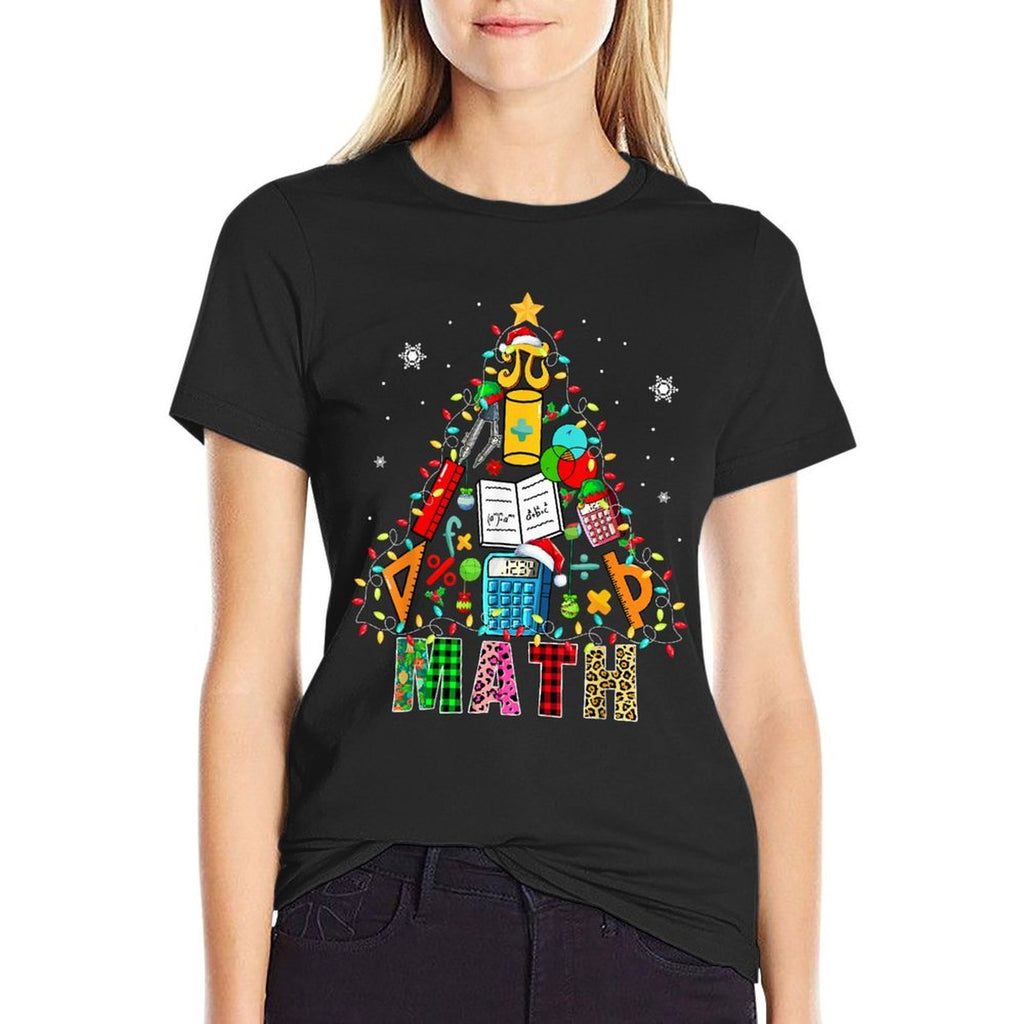 Math Santa Elf Teaching Tools As Christmas Tree Colourful  Fade-proof Color T-Shirt